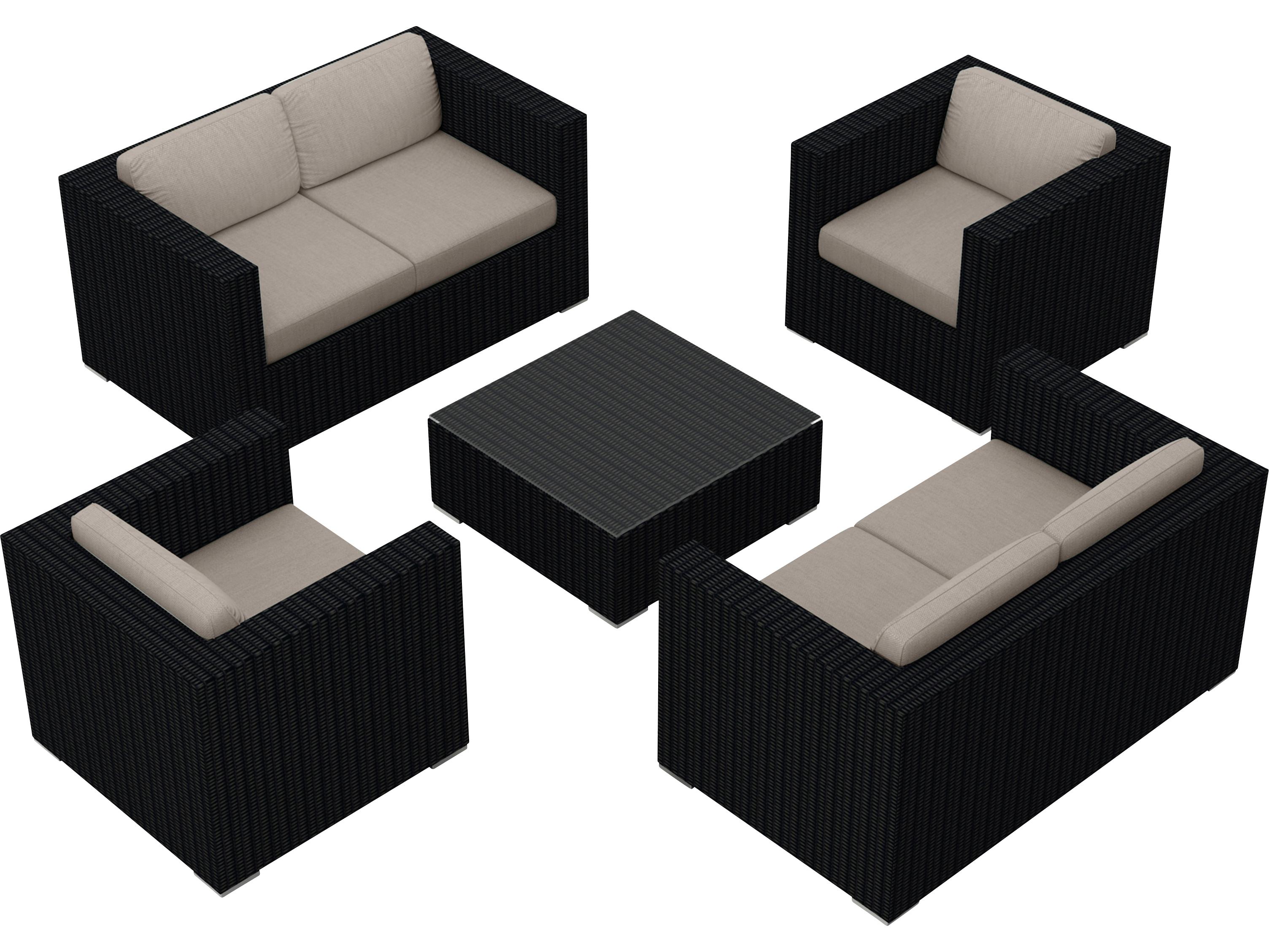 Harmonia Living Urbana HDPE Wicker 5 Piece Outdoor Patio Lounge Set