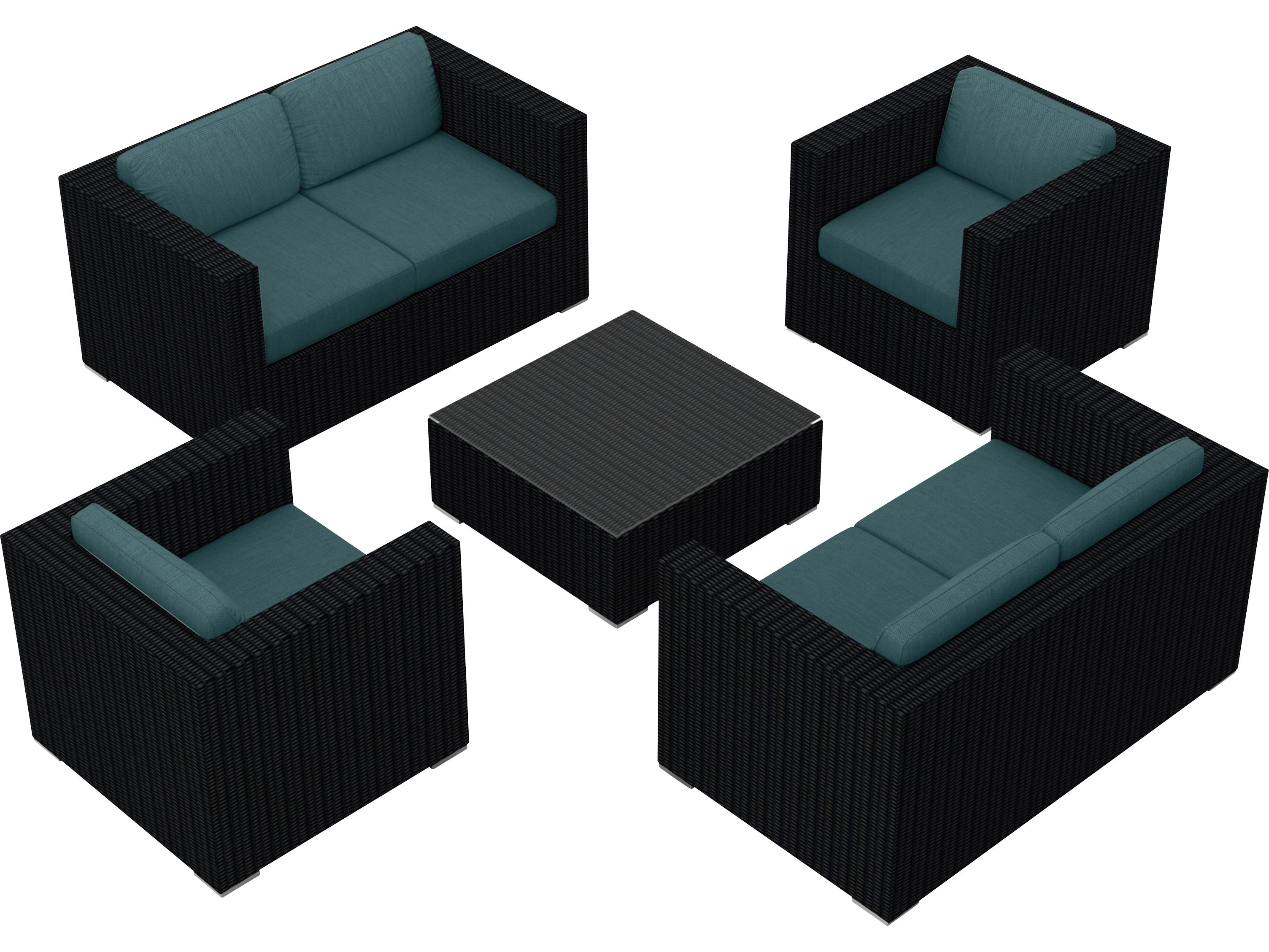 Harmonia Living Urbana HDPE Wicker 5 Piece Outdoor Patio Lounge Set