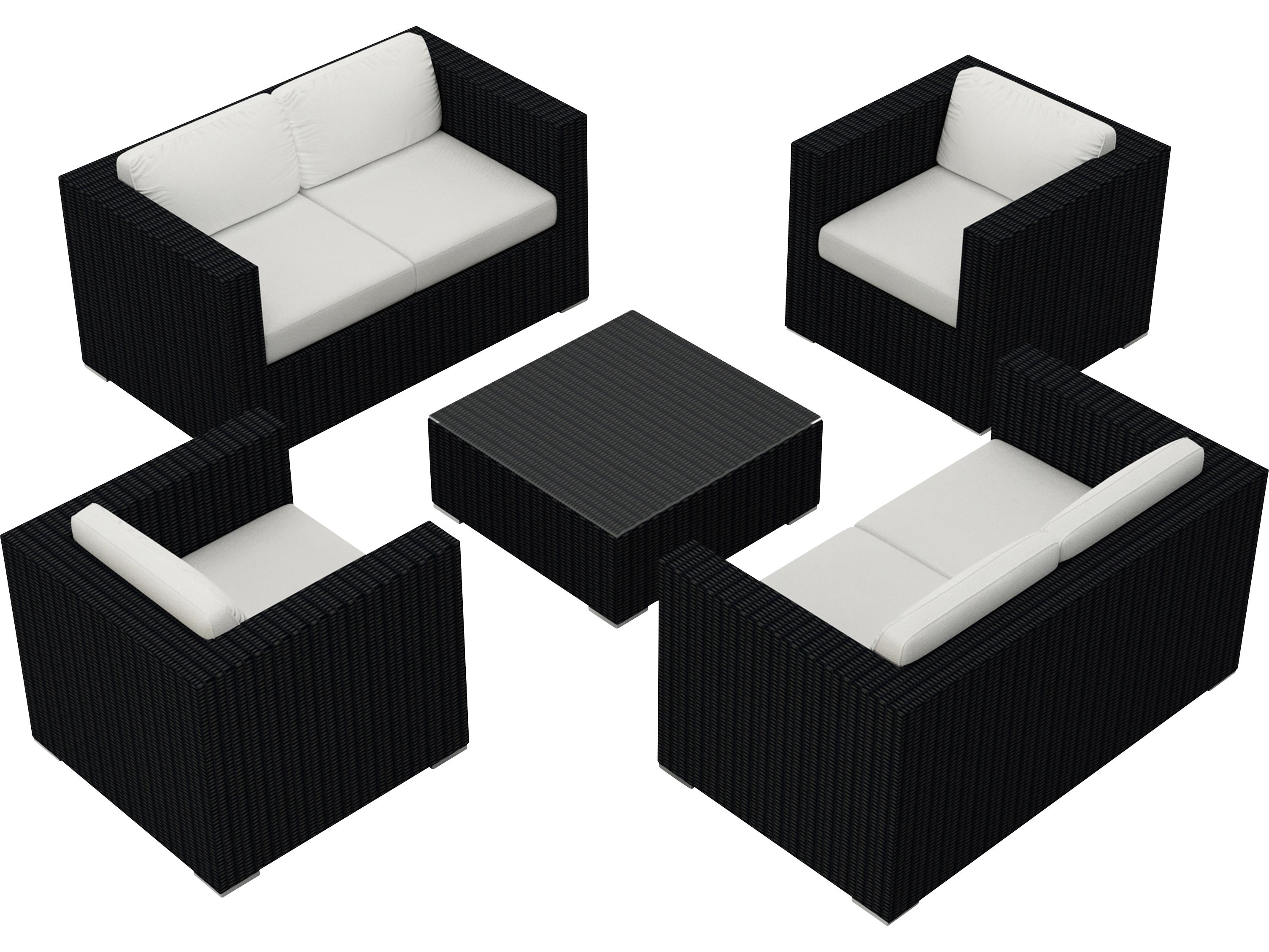 Harmonia Living Urbana HDPE Wicker 5 Piece Outdoor Patio Lounge Set
