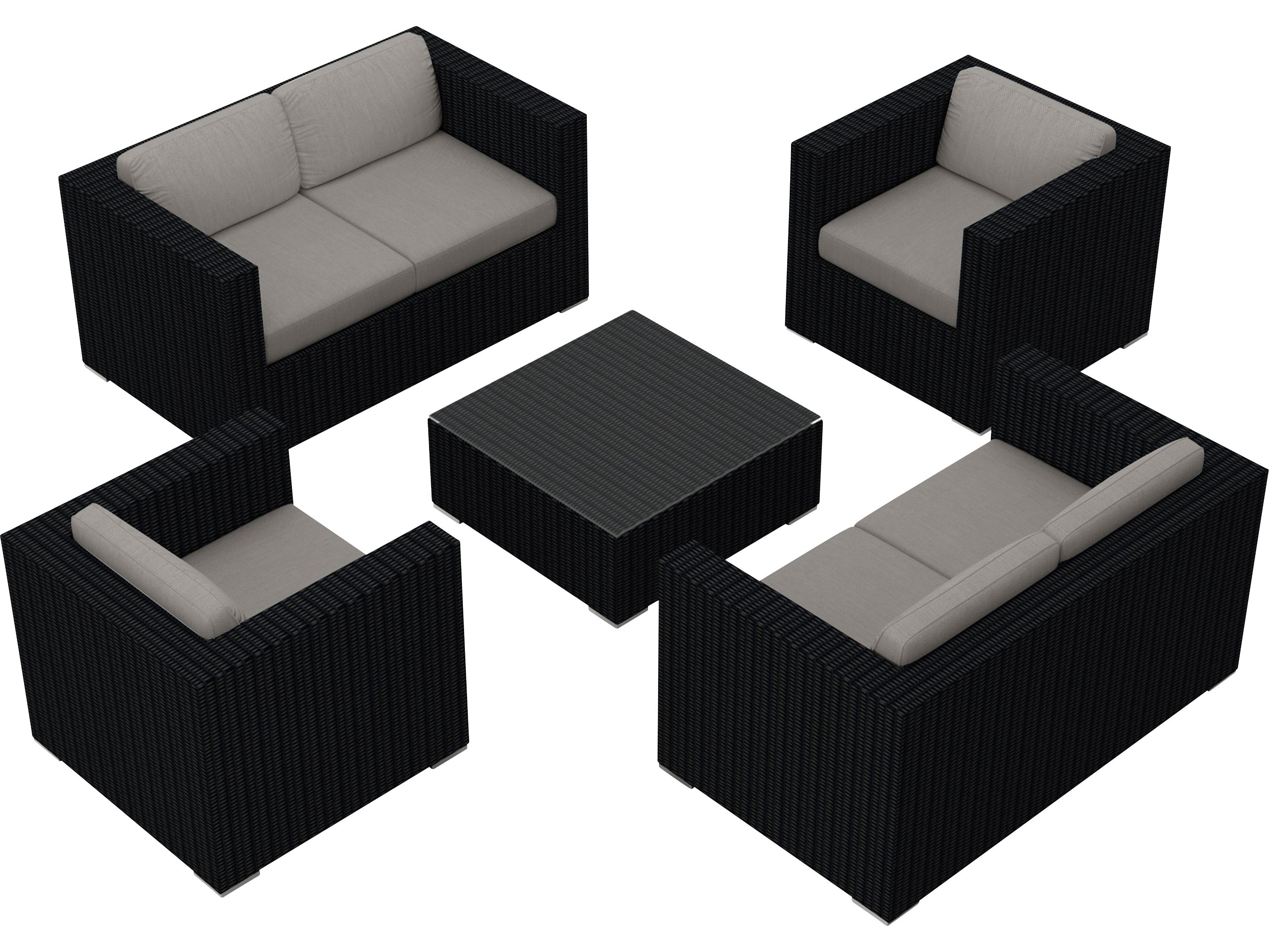 Harmonia Living Urbana HDPE Wicker 5 Piece Outdoor Patio Lounge Set