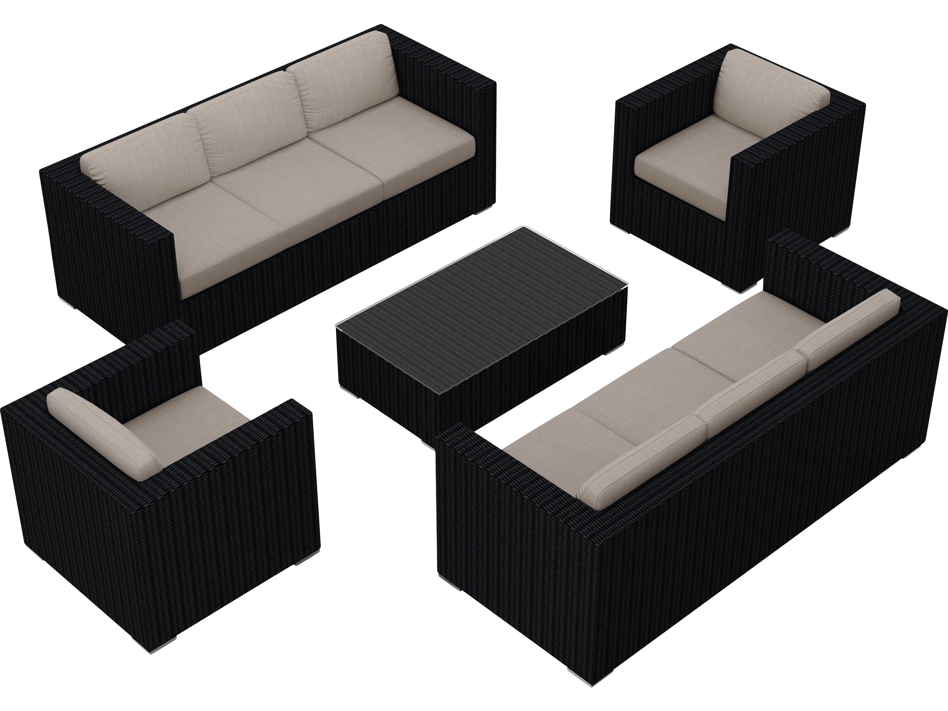 Harmonia Living Urbana HDPE Wicker 5 Piece Patio Lounge Set