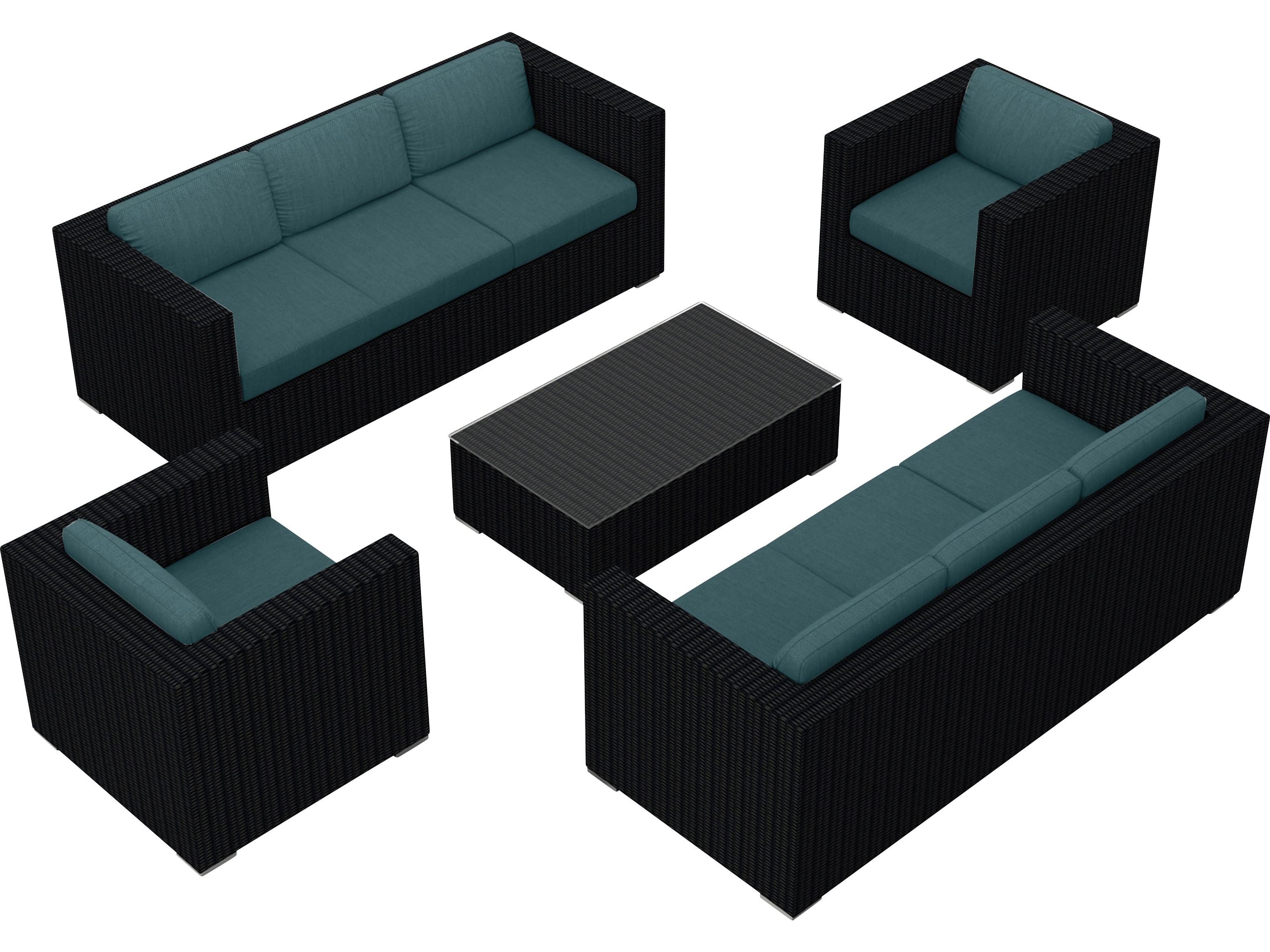 Harmonia Living Urbana HDPE Wicker 5 Piece Patio Lounge Set
