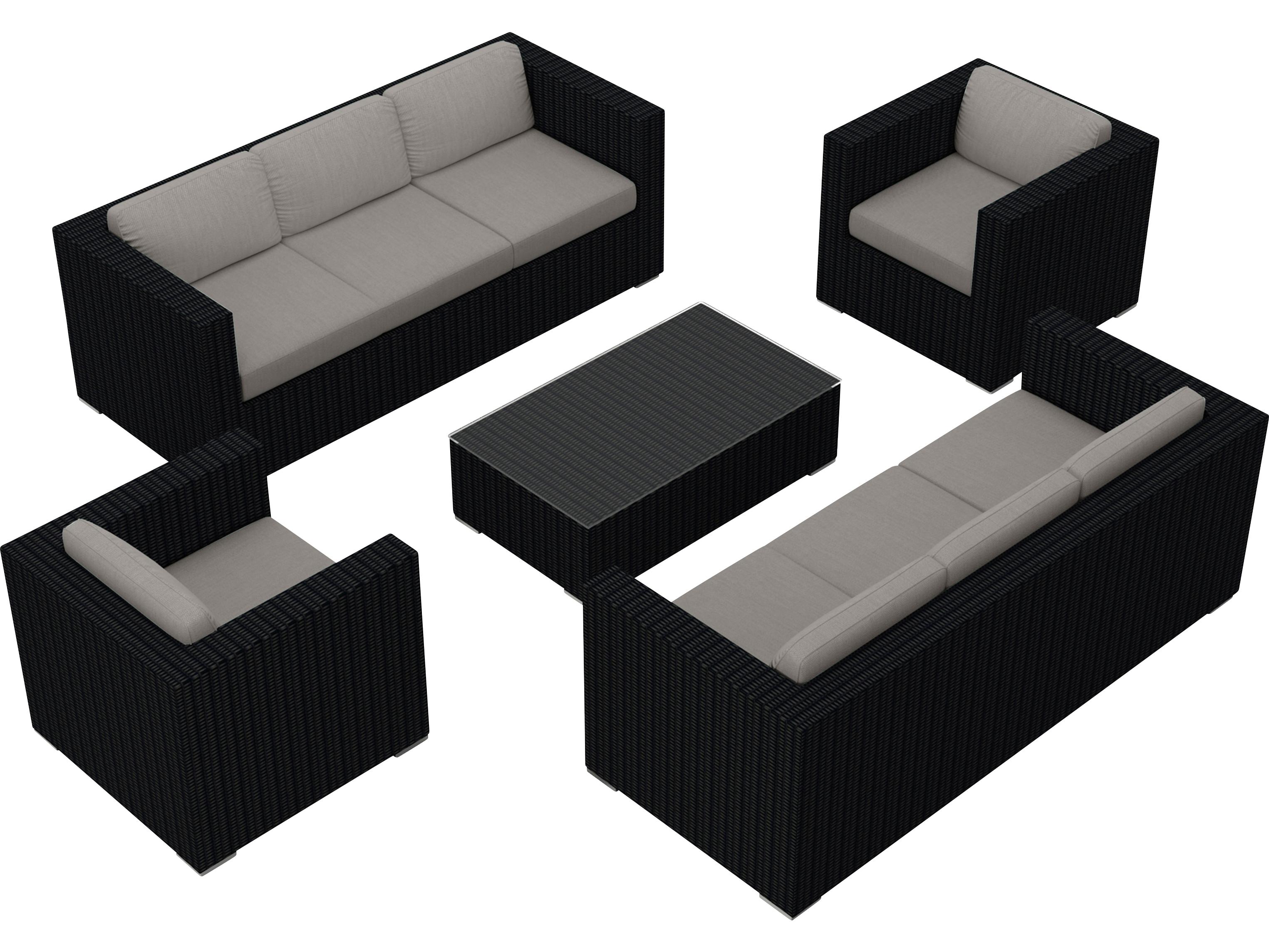 Harmonia Living Urbana HDPE Wicker 5 Piece Patio Lounge Set