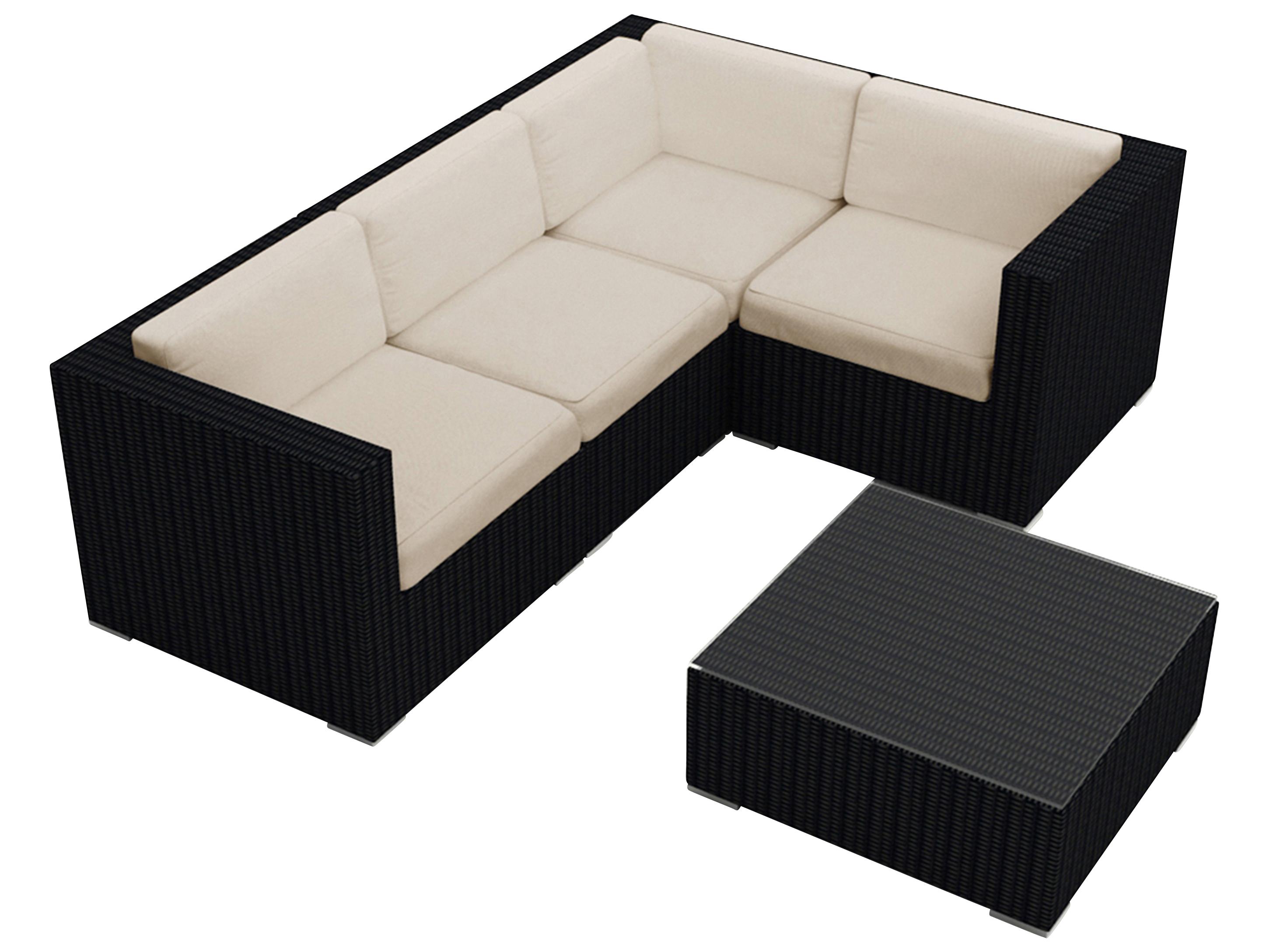 Harmonia Living Urbana HDPE Wicker 5 Piece Sectional Outdoor Lounge Set
