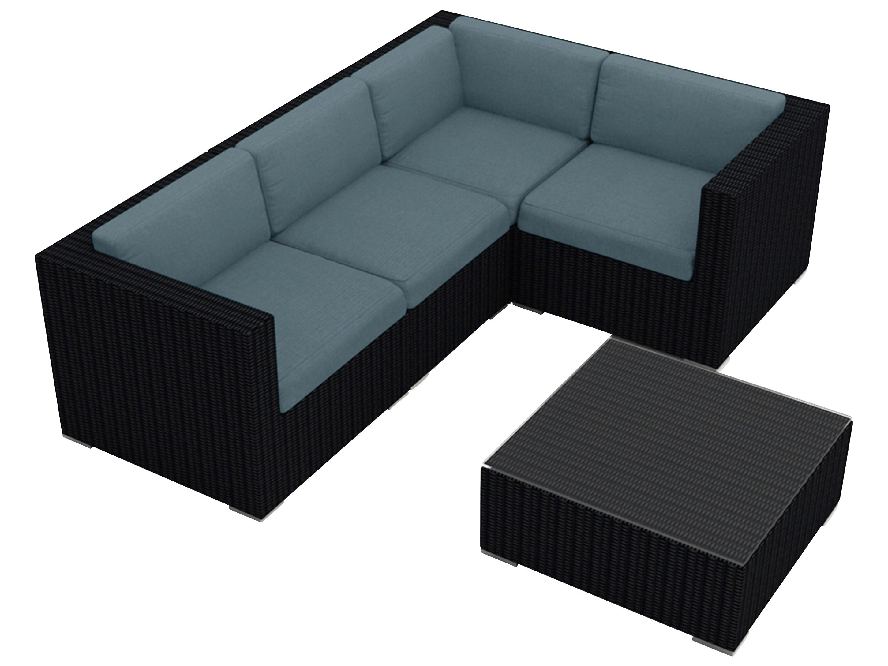 Harmonia Living Urbana HDPE Wicker 5 Piece Sectional Outdoor Lounge Set