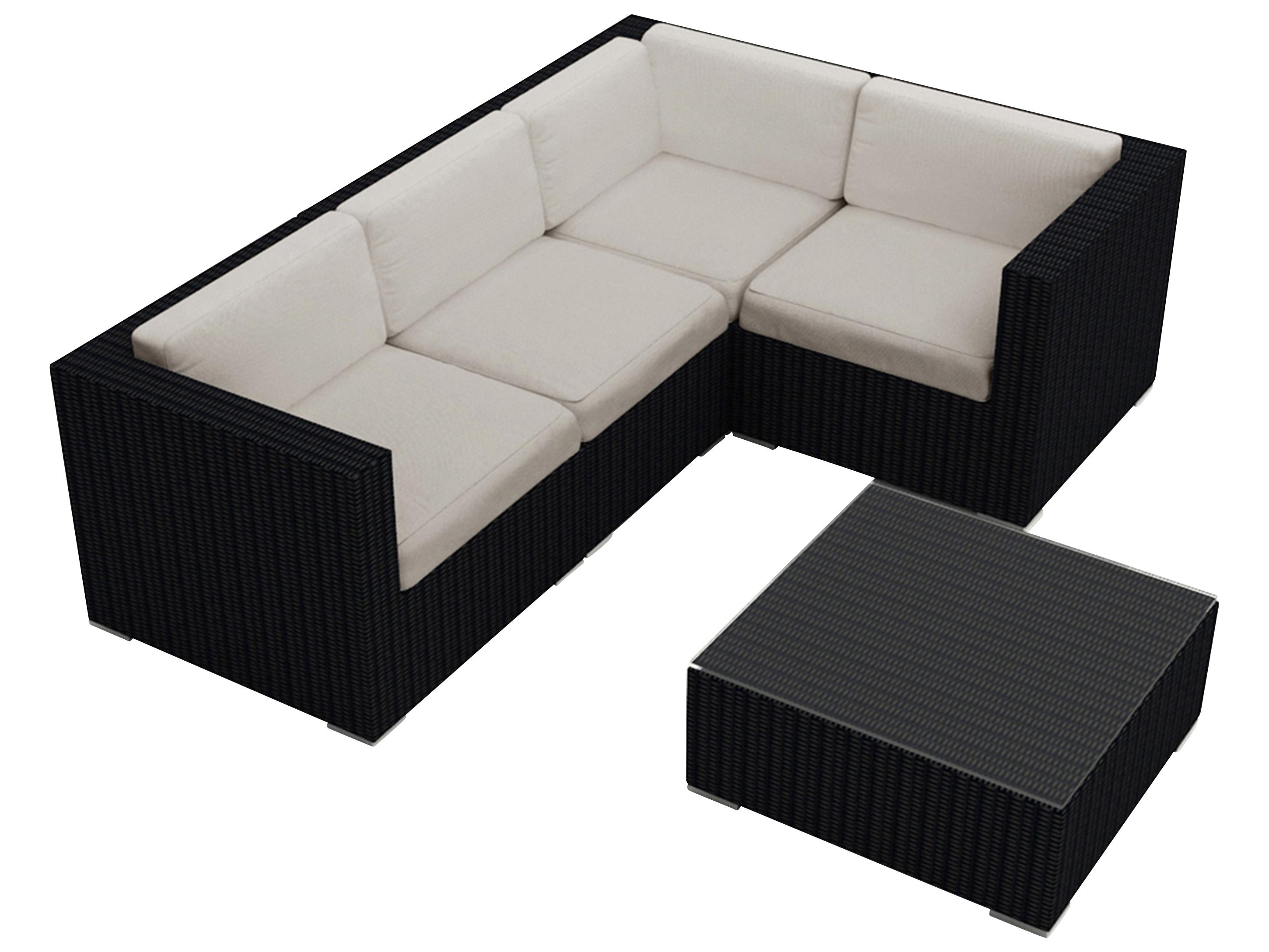 Harmonia Living Urbana HDPE Wicker 5 Piece Sectional Outdoor Lounge Set