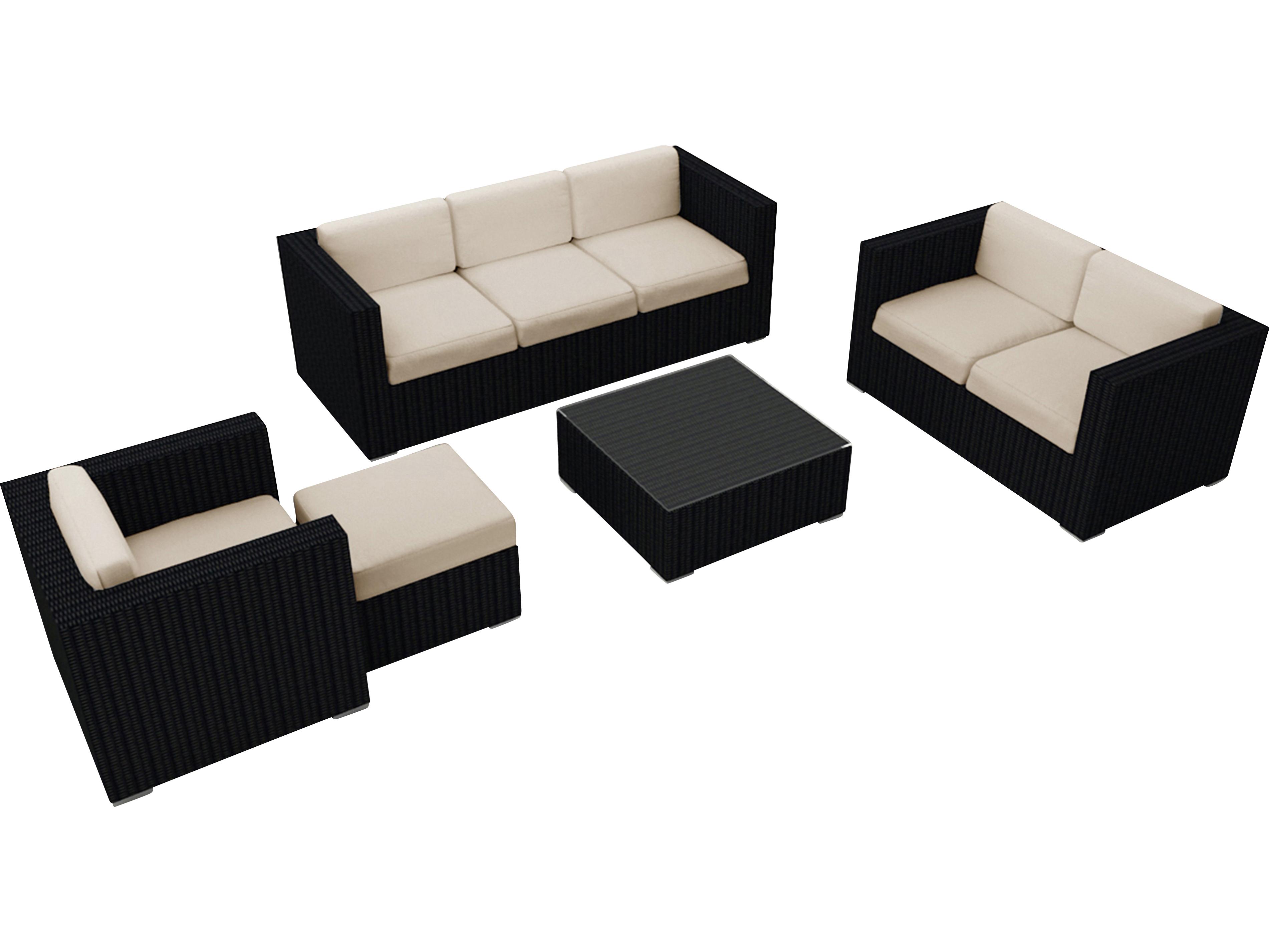 Harmonia Living Urbana HDPE Wicker 5 Piece Outdoor Patio Lounge Set