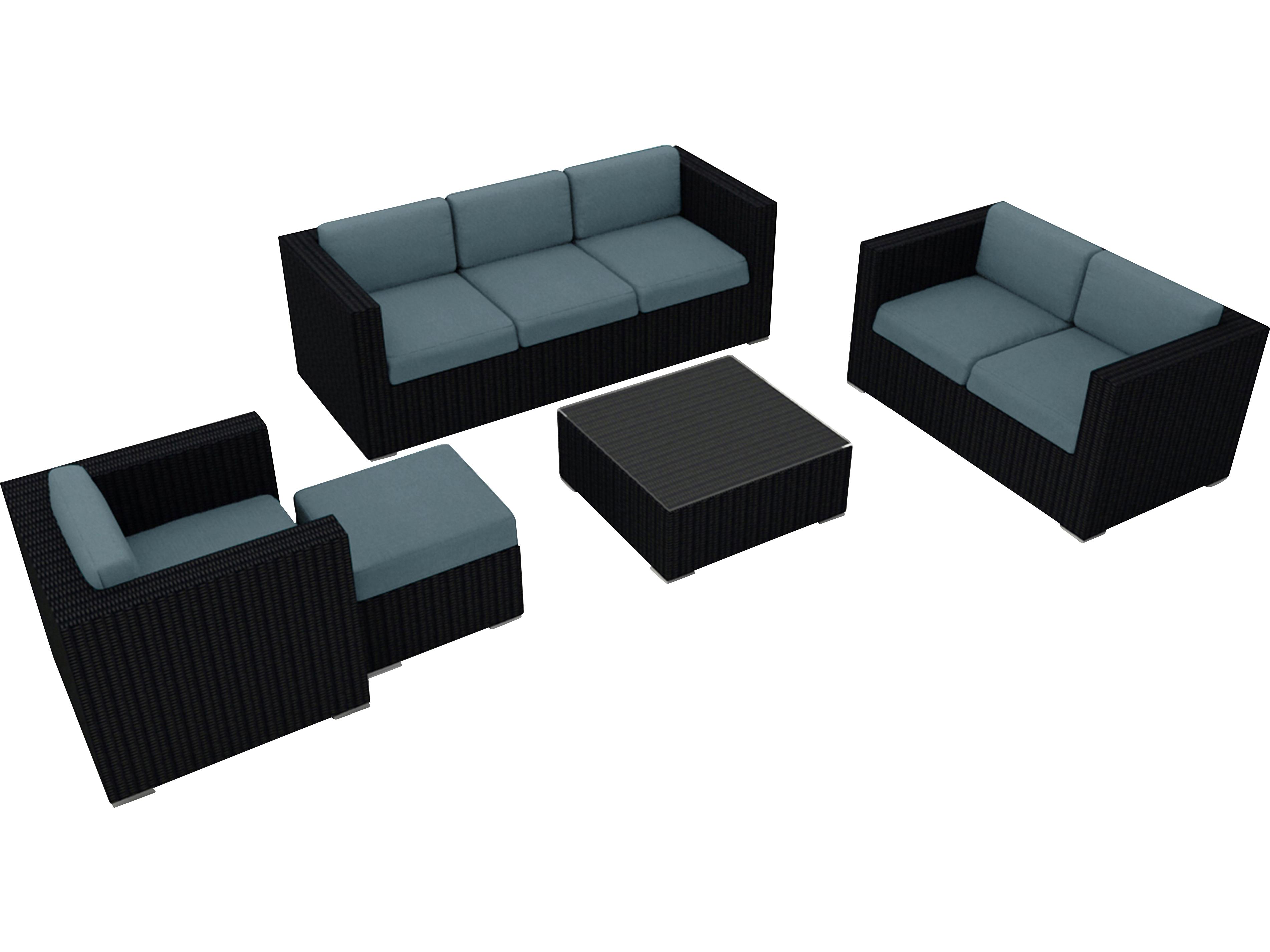 Harmonia Living Urbana HDPE Wicker 5 Piece Outdoor Patio Lounge Set