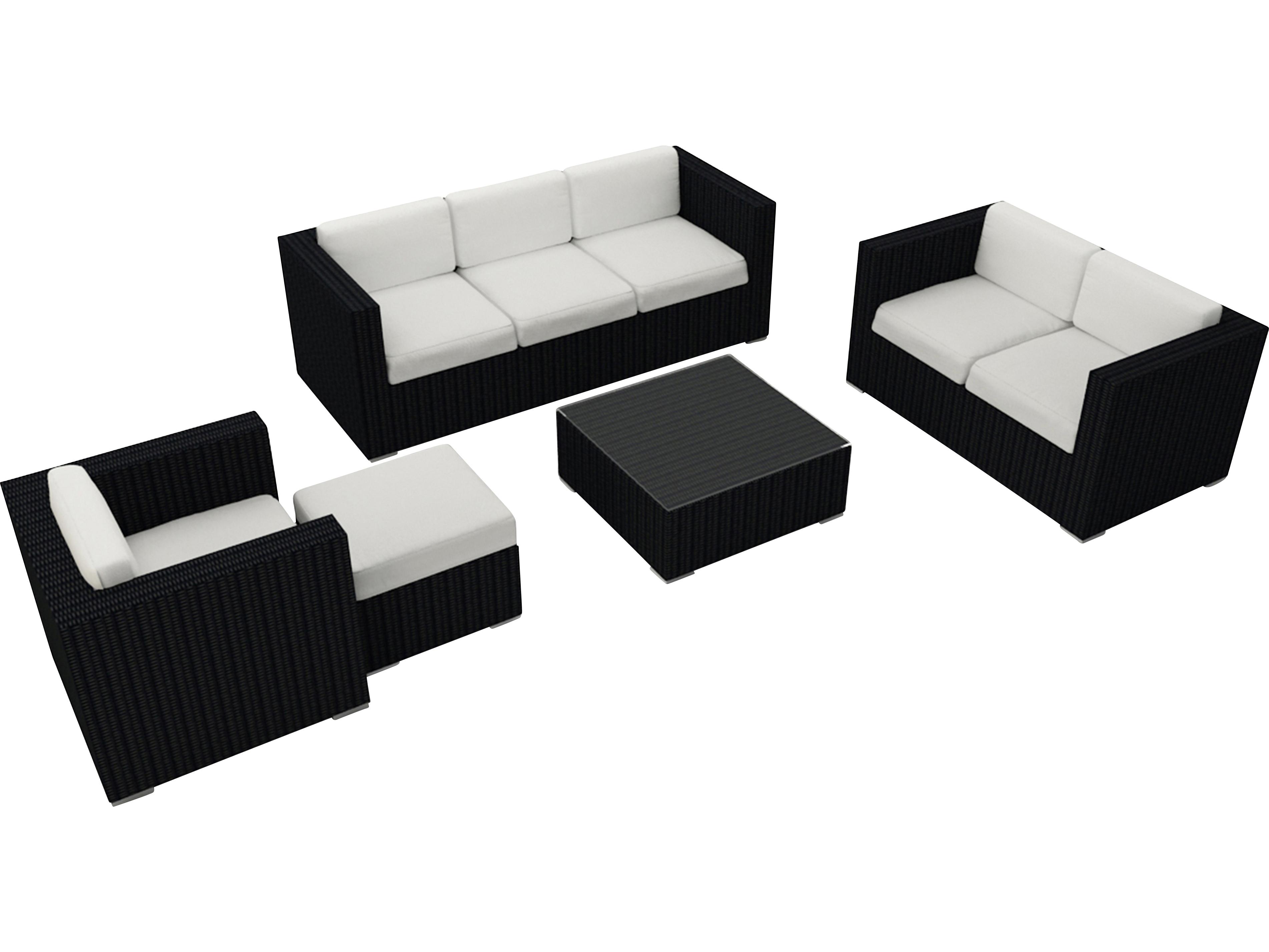 Harmonia Living Urbana HDPE Wicker 5 Piece Outdoor Patio Lounge Set