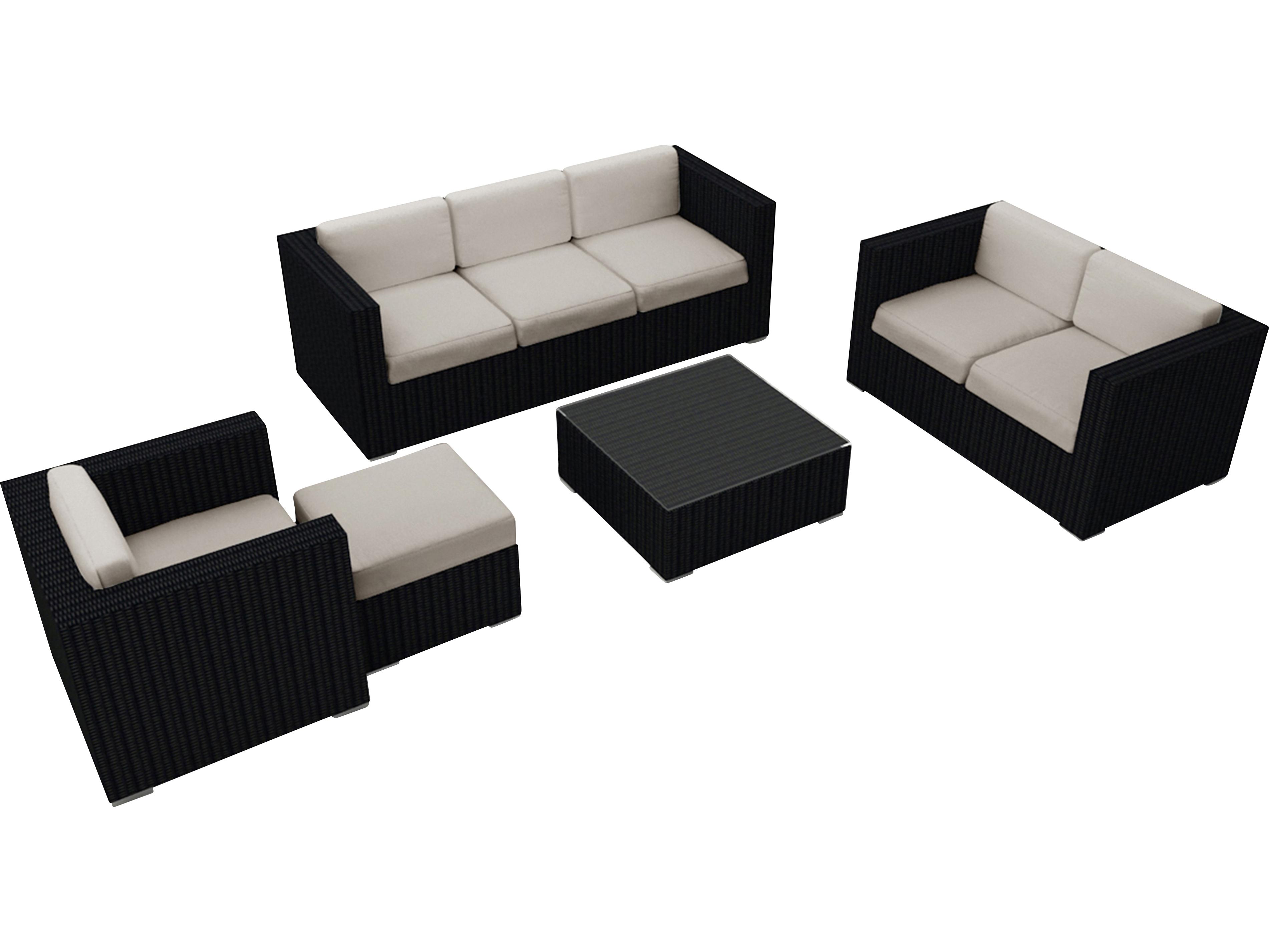 Harmonia Living Urbana HDPE Wicker 5 Piece Outdoor Patio Lounge Set