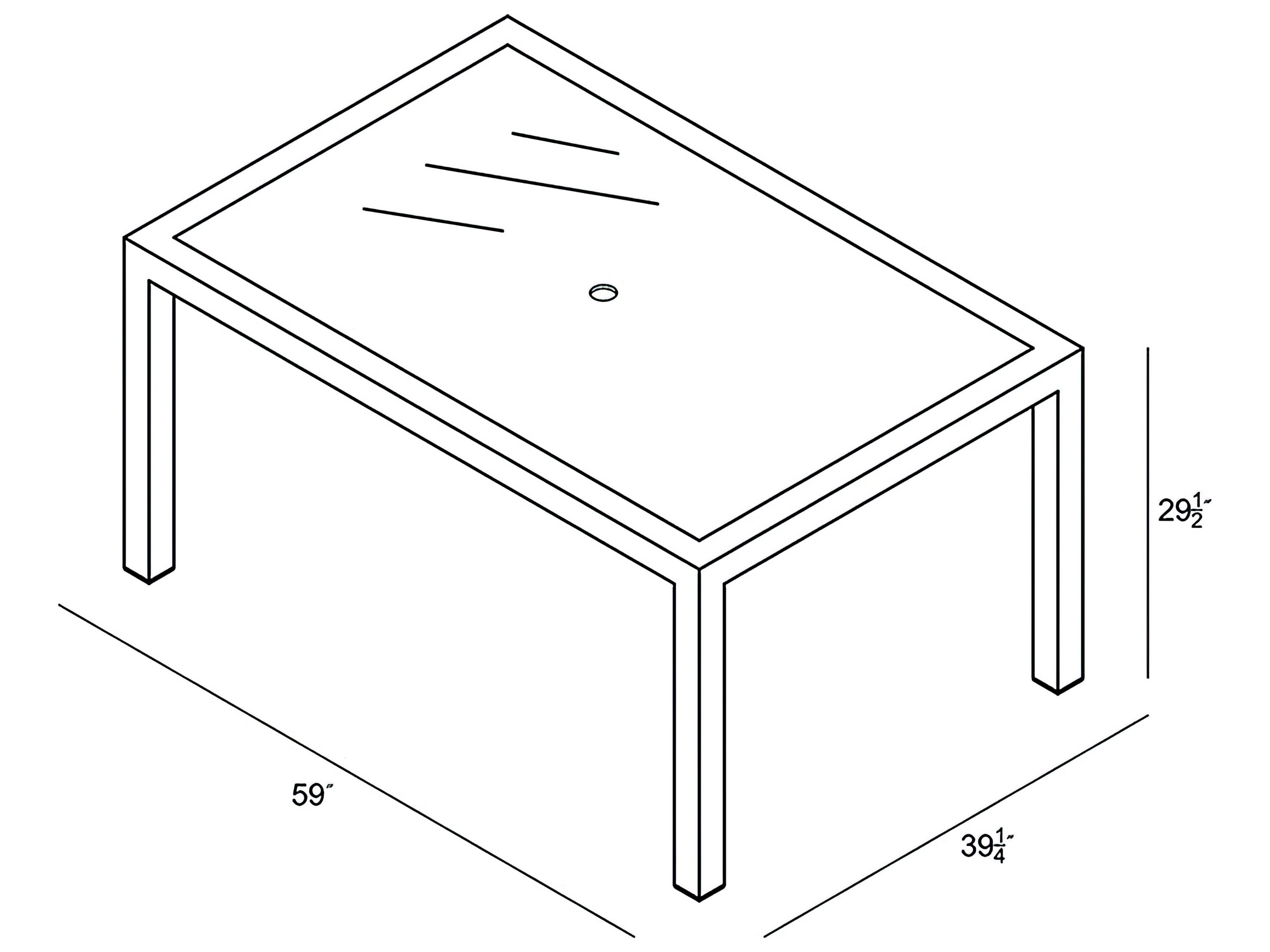 Harmonia Living Urbana Wicker Rectangular Frosted Glass Top Dining table with Umbrella Hole