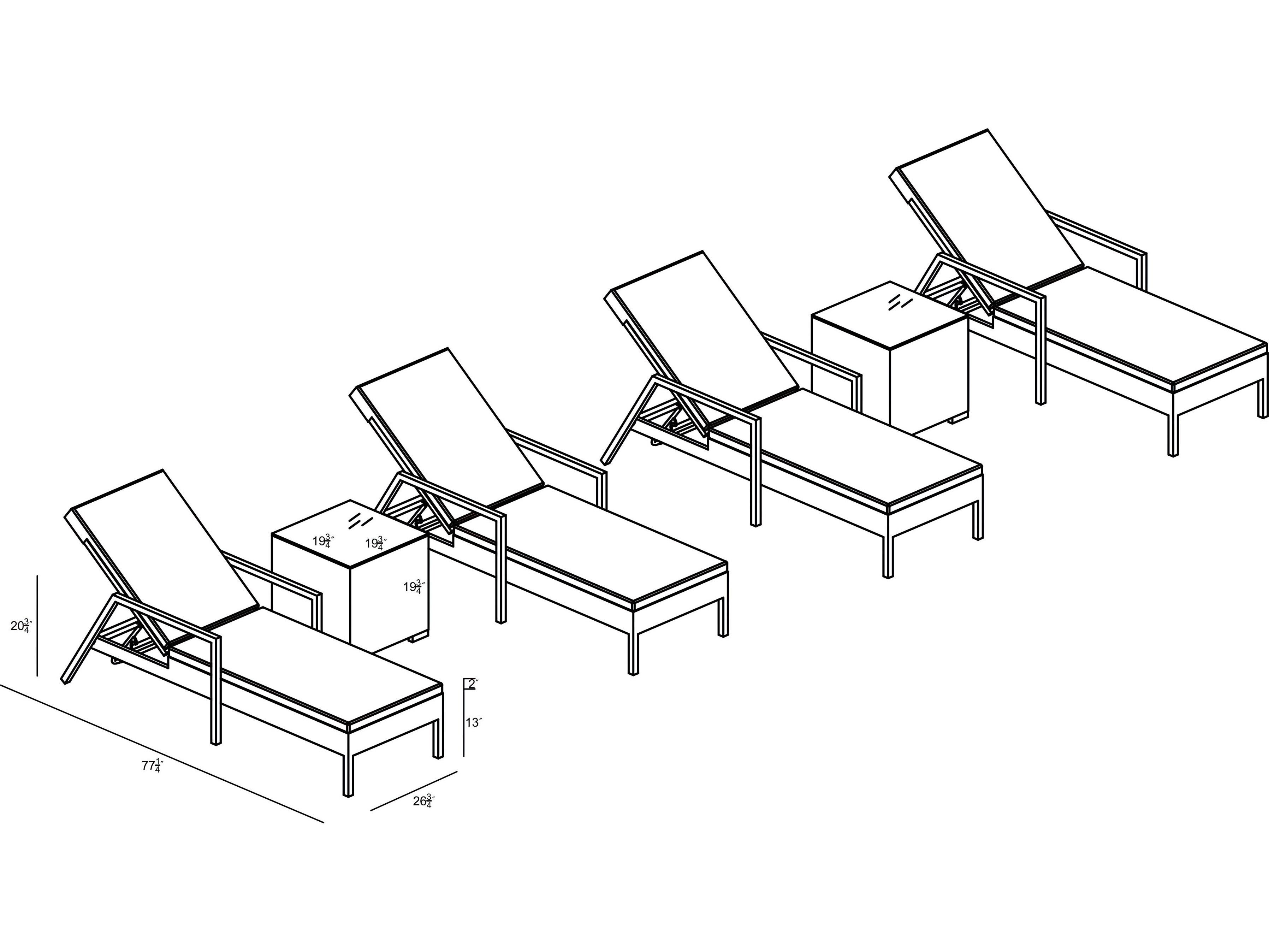 Harmonia Living Urbana HDPE Wicker 6 Reclining Chaise Outdoor Patio Lounge Set