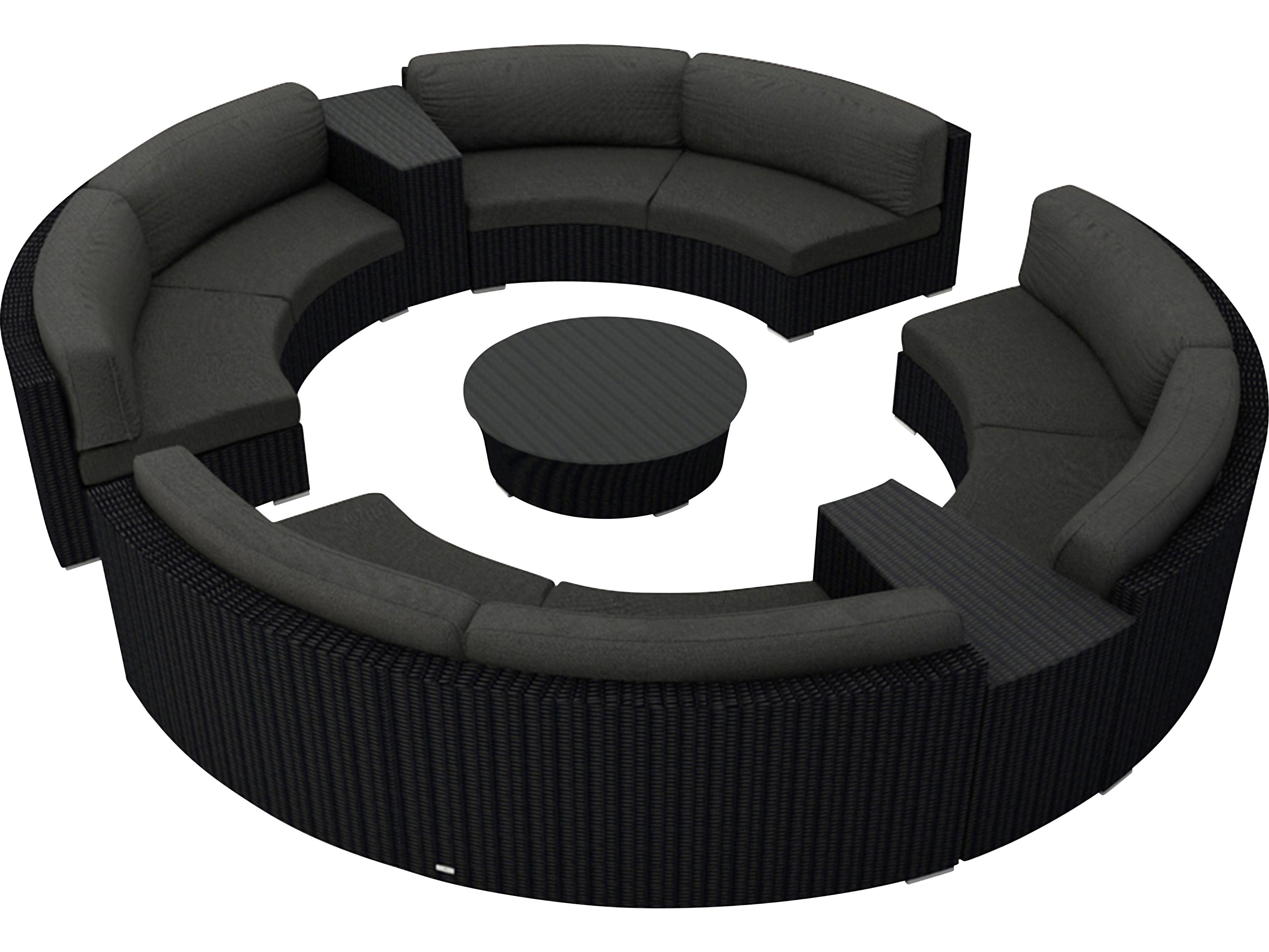 Harmonia Living Urbana HDPE Wicker 7 Piece Curve Sectional Outdoor Lounge Set