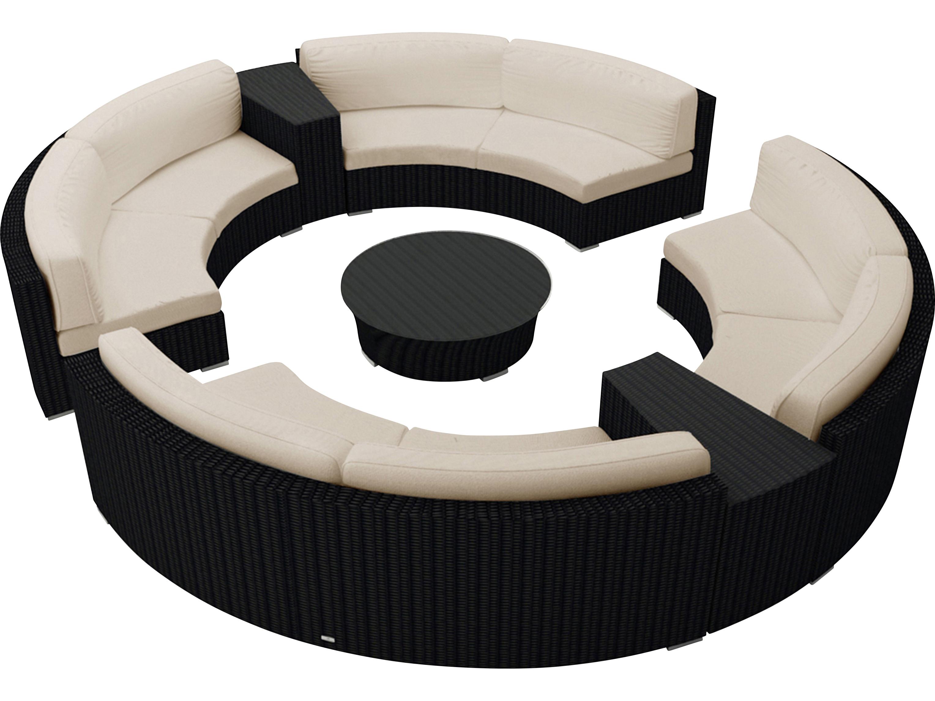 Harmonia Living Urbana HDPE Wicker 7 Piece Curve Sectional Outdoor Lounge Set