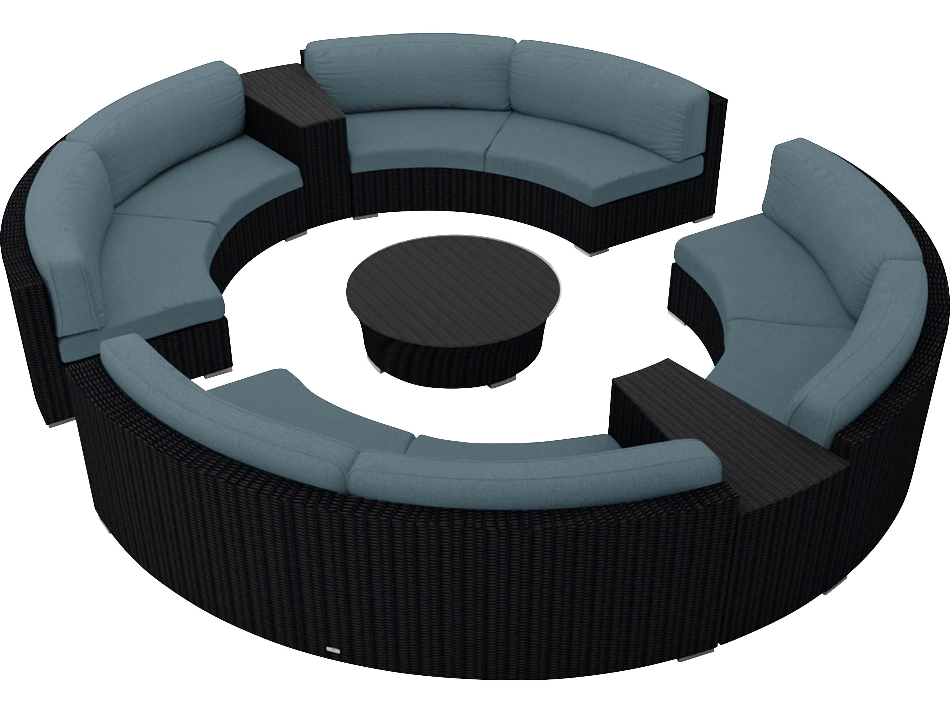 Harmonia Living Urbana HDPE Wicker 7 Piece Curve Sectional Outdoor Lounge Set