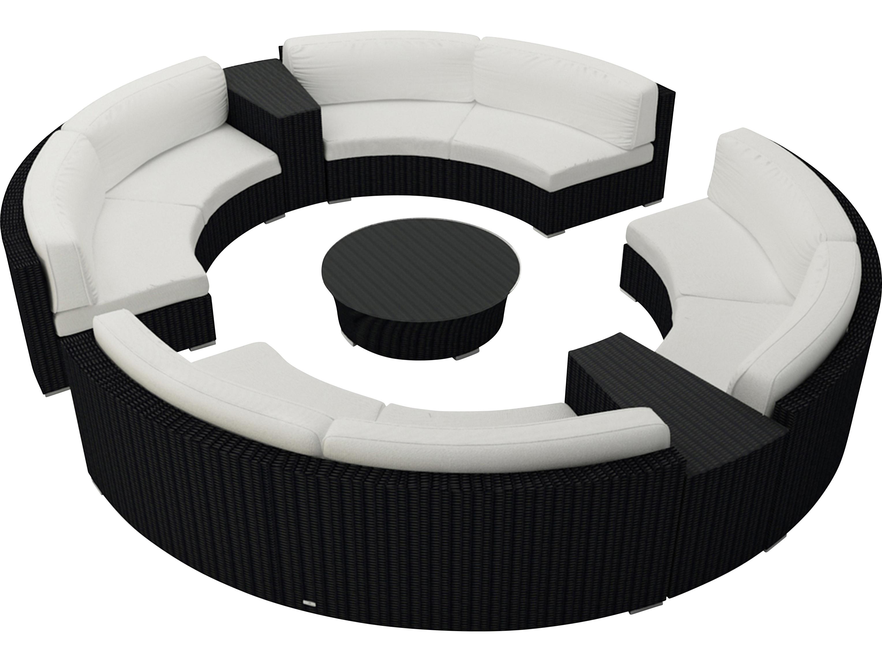 Harmonia Living Urbana HDPE Wicker 7 Piece Curve Sectional Outdoor Lounge Set