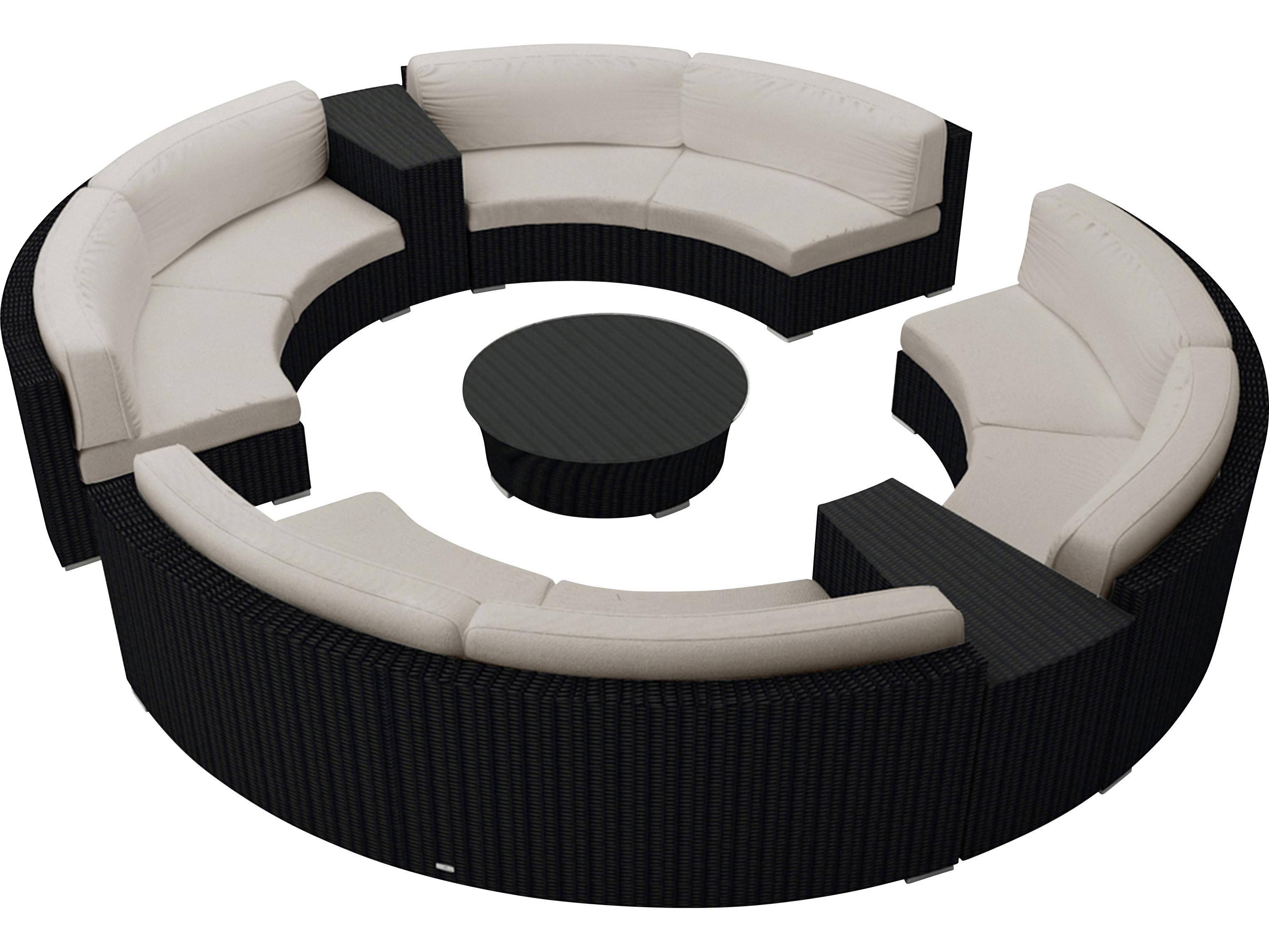 Harmonia Living Urbana HDPE Wicker 7 Piece Curve Sectional Outdoor Lounge Set