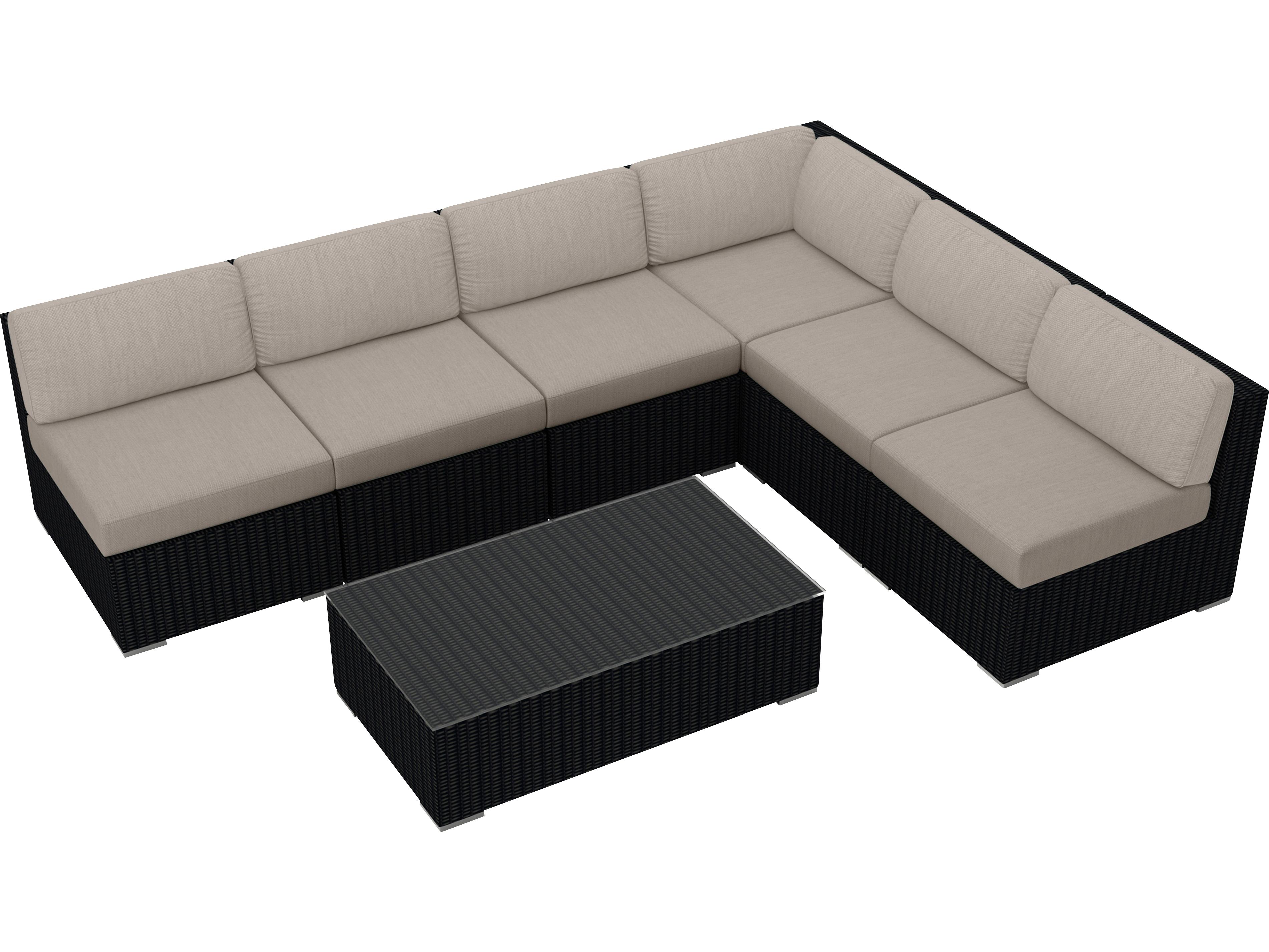 Harmonia Living Urbana HDPE Wicker 7 Piece Sectional Outdoor Patio Lounge Set
