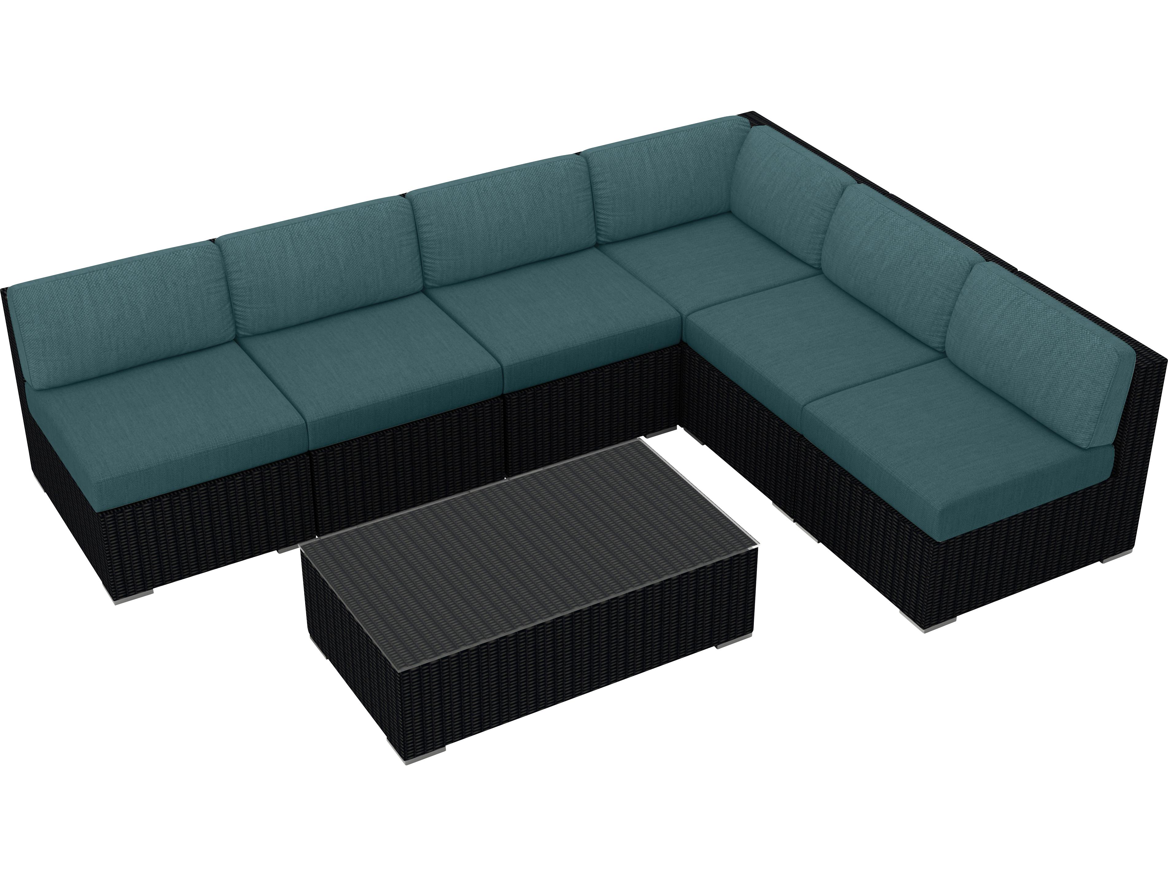 Harmonia Living Urbana HDPE Wicker 7 Piece Sectional Outdoor Patio Lounge Set
