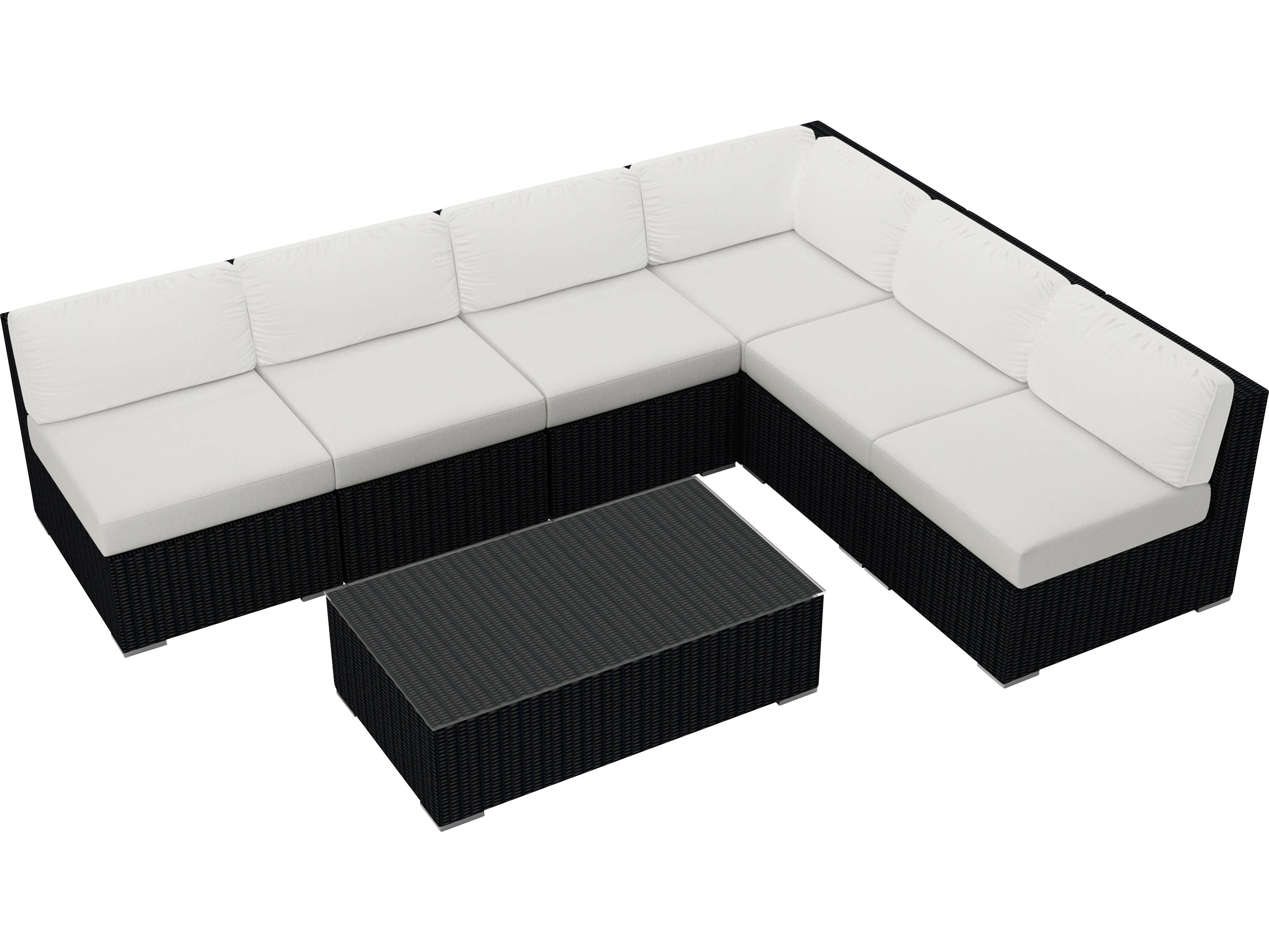 Harmonia Living Urbana HDPE Wicker 7 Piece Sectional Outdoor Patio Lounge Set