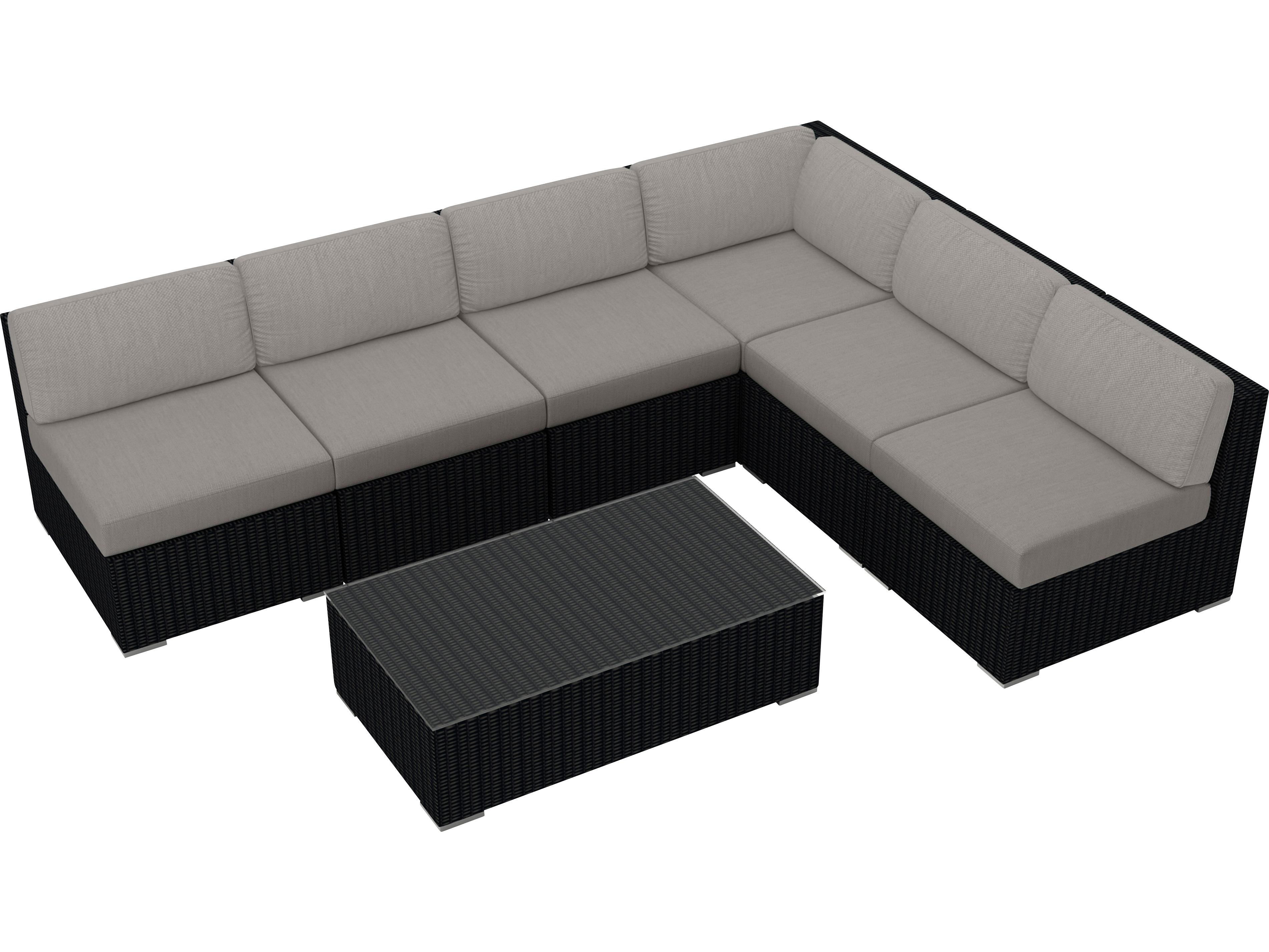 Harmonia Living Urbana HDPE Wicker 7 Piece Sectional Outdoor Patio Lounge Set