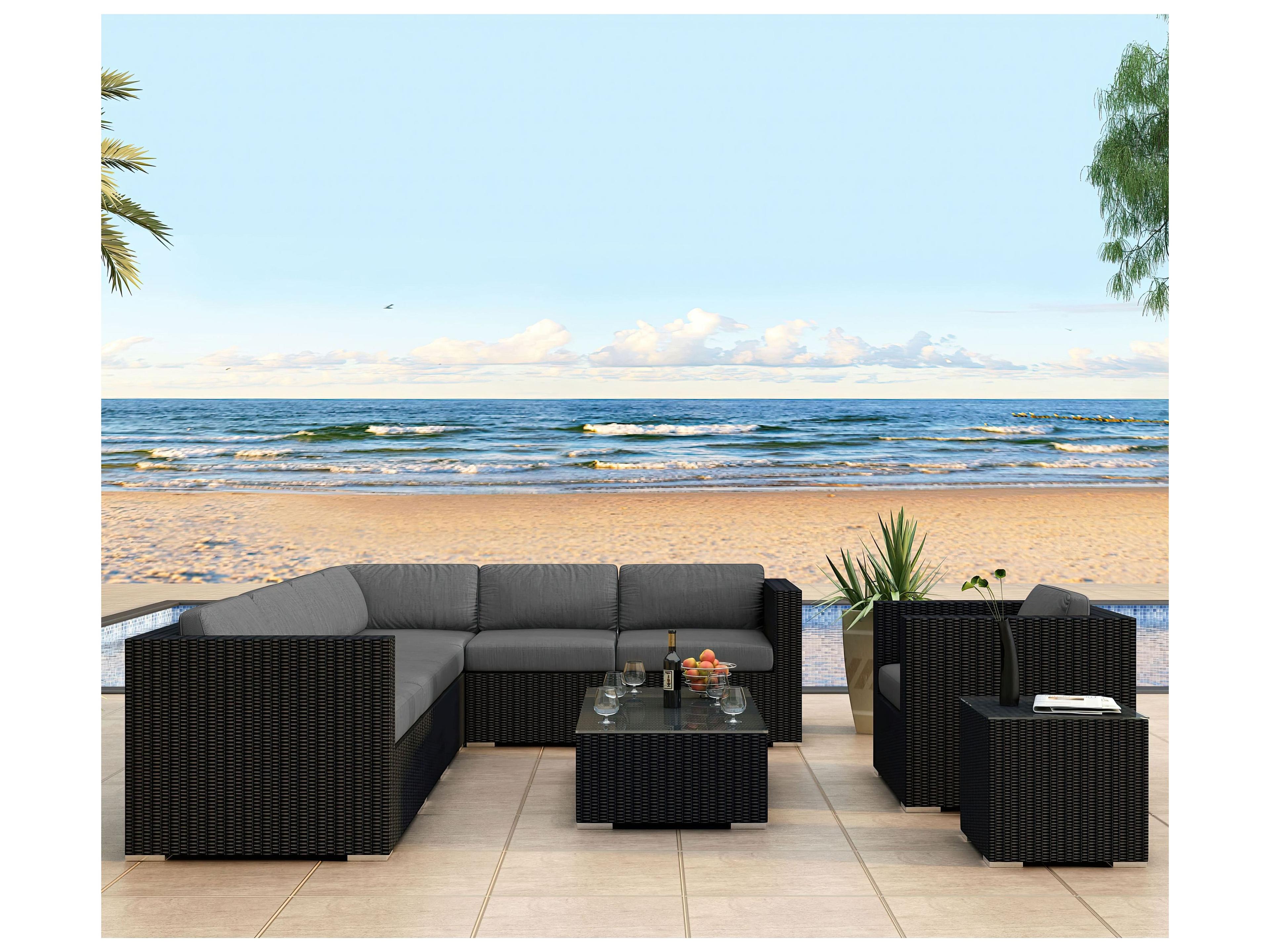 Harmonia Living Urbana HDPE Wicker 9Piece Sectional Patio Lounge Set