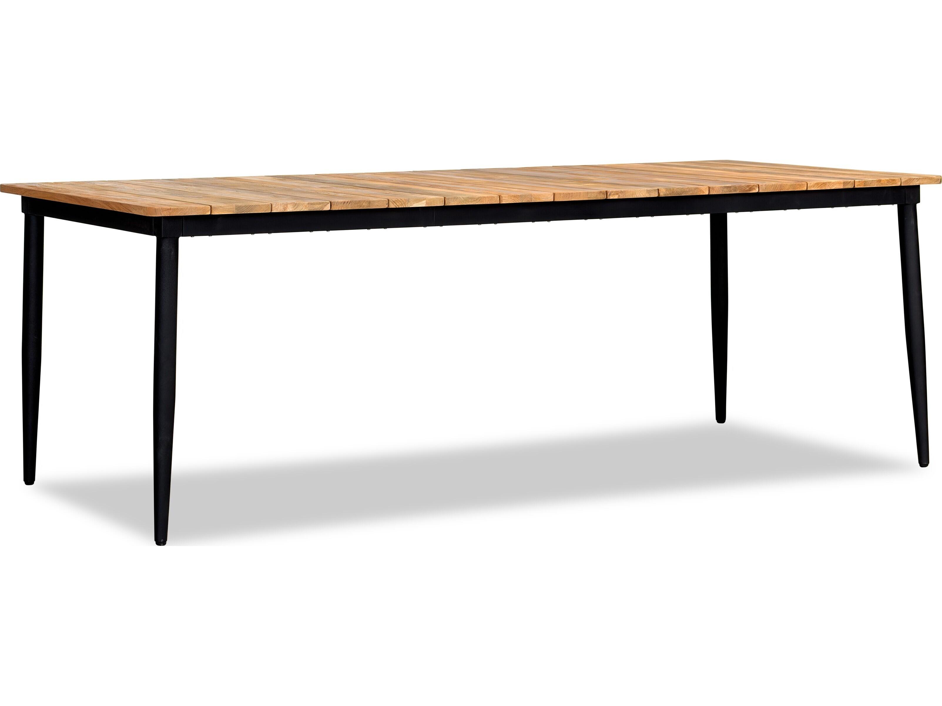 Harmonia Living Louie Aluminum Dining Rectangular Teak Top Dining table