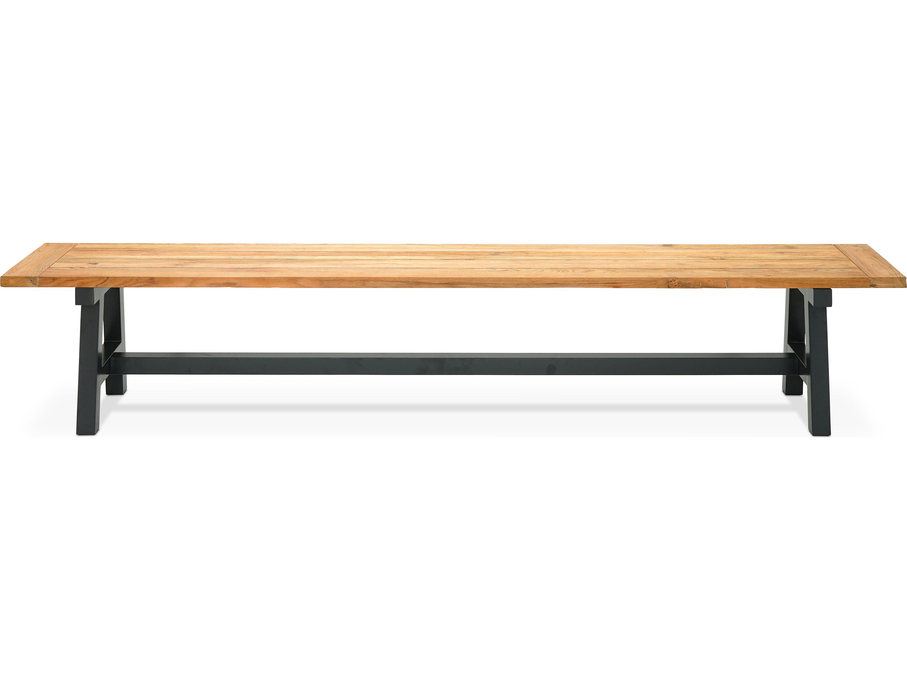 Harmonia Living Mill Reclaimed Teak Black Dining Outdoor Patio Bench