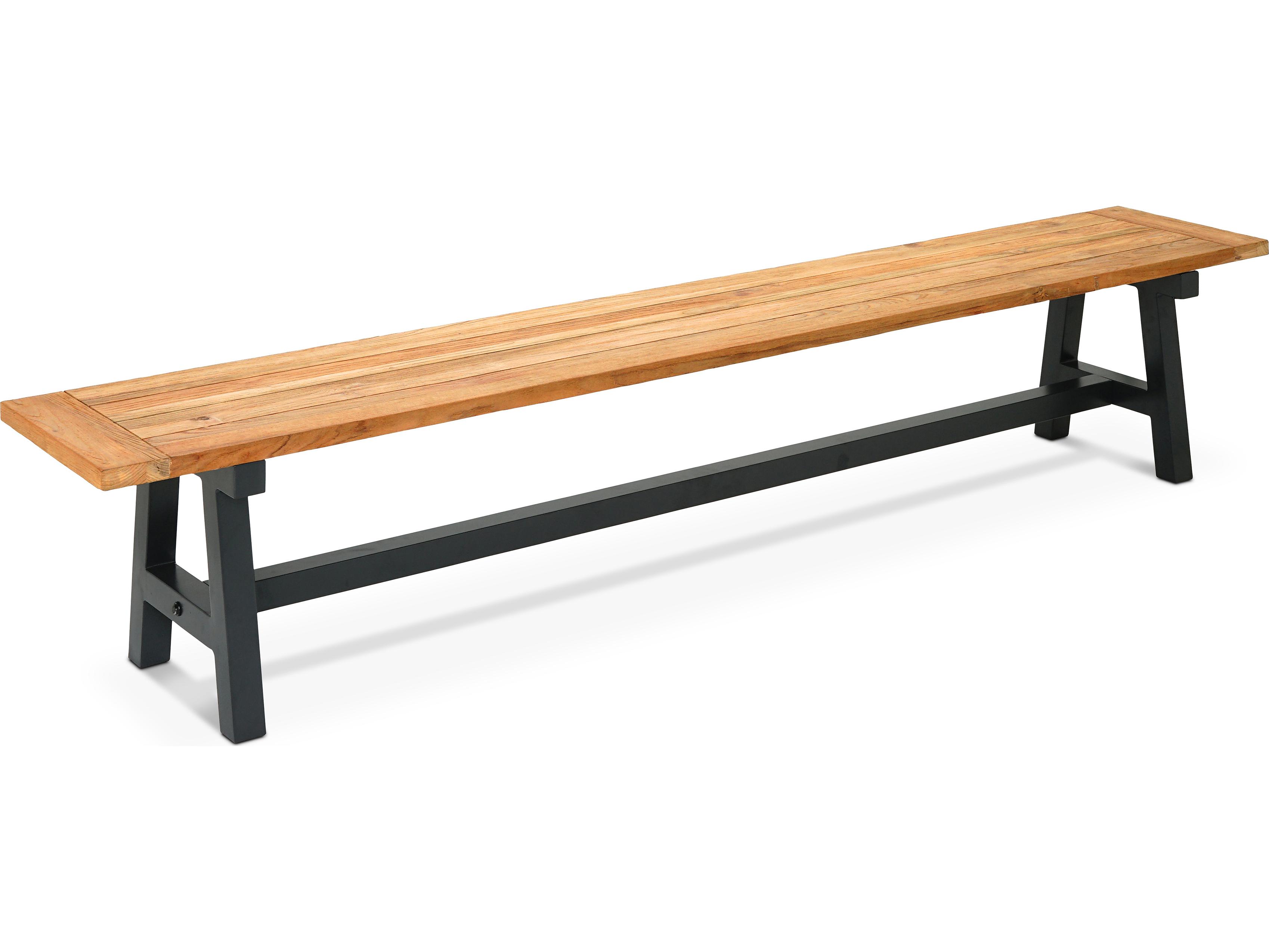 Harmonia Living Mill Reclaimed Teak Black Dining Outdoor Patio Bench
