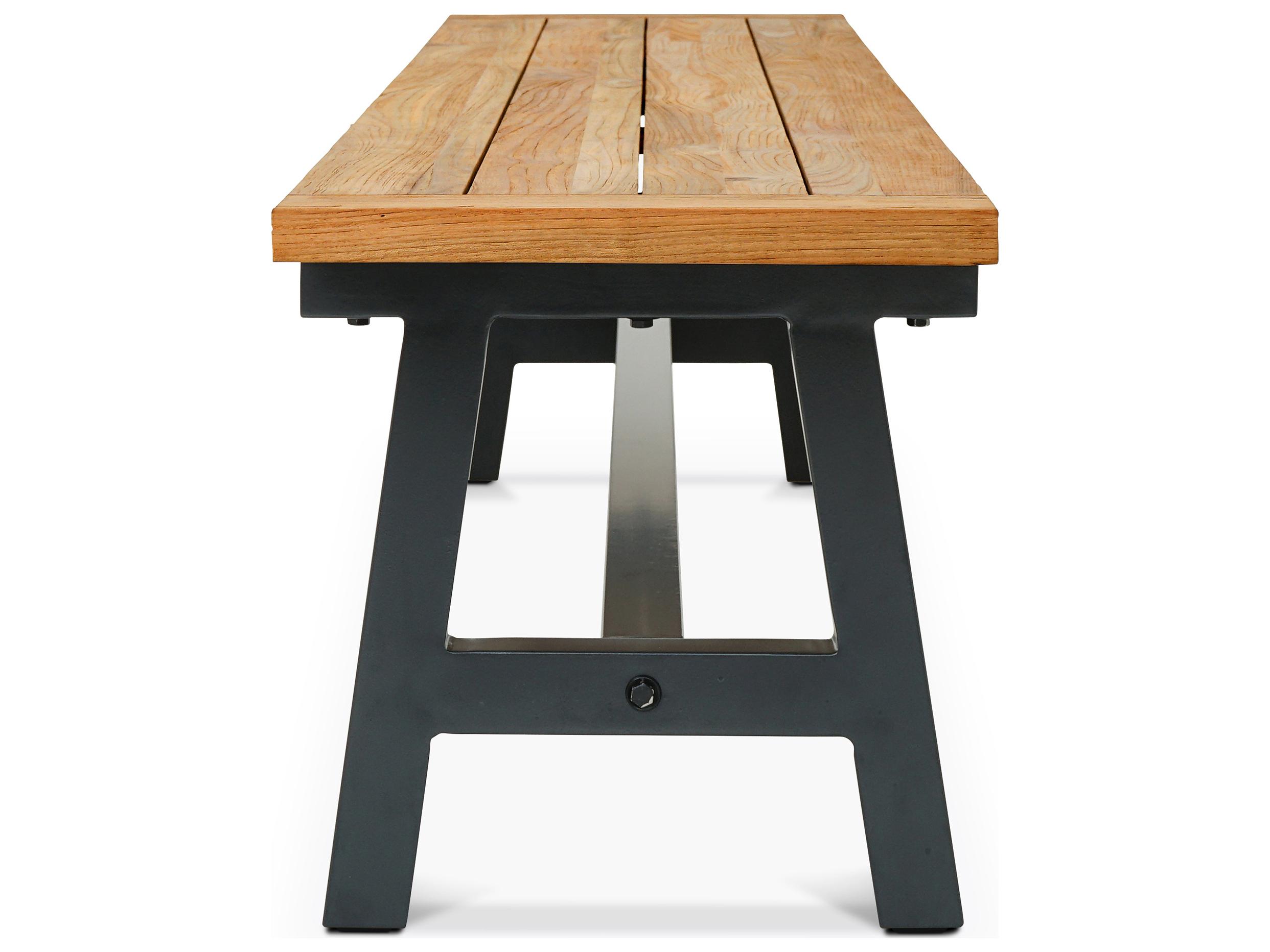 Harmonia Living Mill Reclaimed Teak Black Dining Outdoor Patio Bench