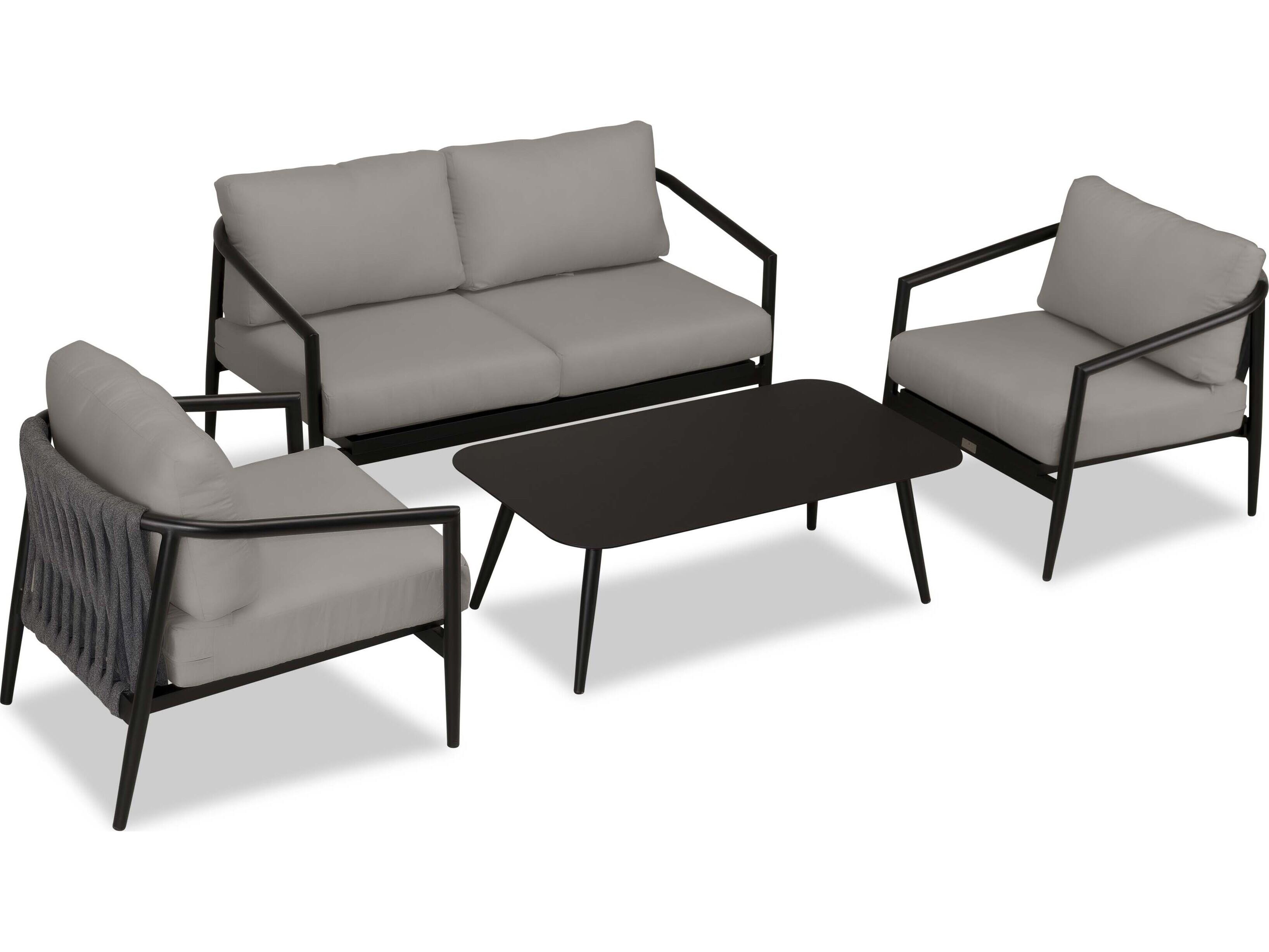Harmonia Living Olio Aluminum 4 Piece Outdoor Patio Lounge Set