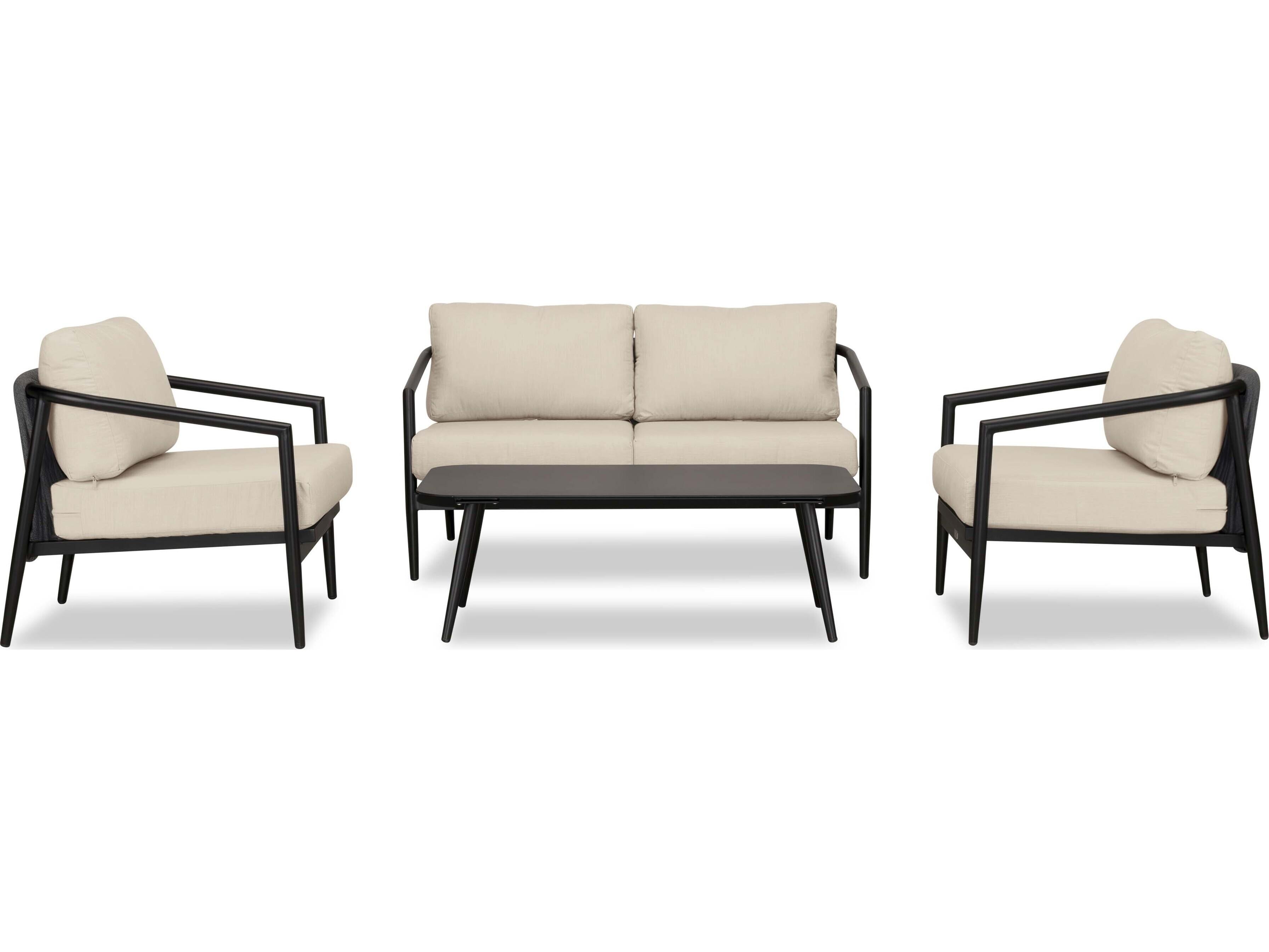 Harmonia Living Olio Aluminum 4 Piece Outdoor Patio Lounge Set