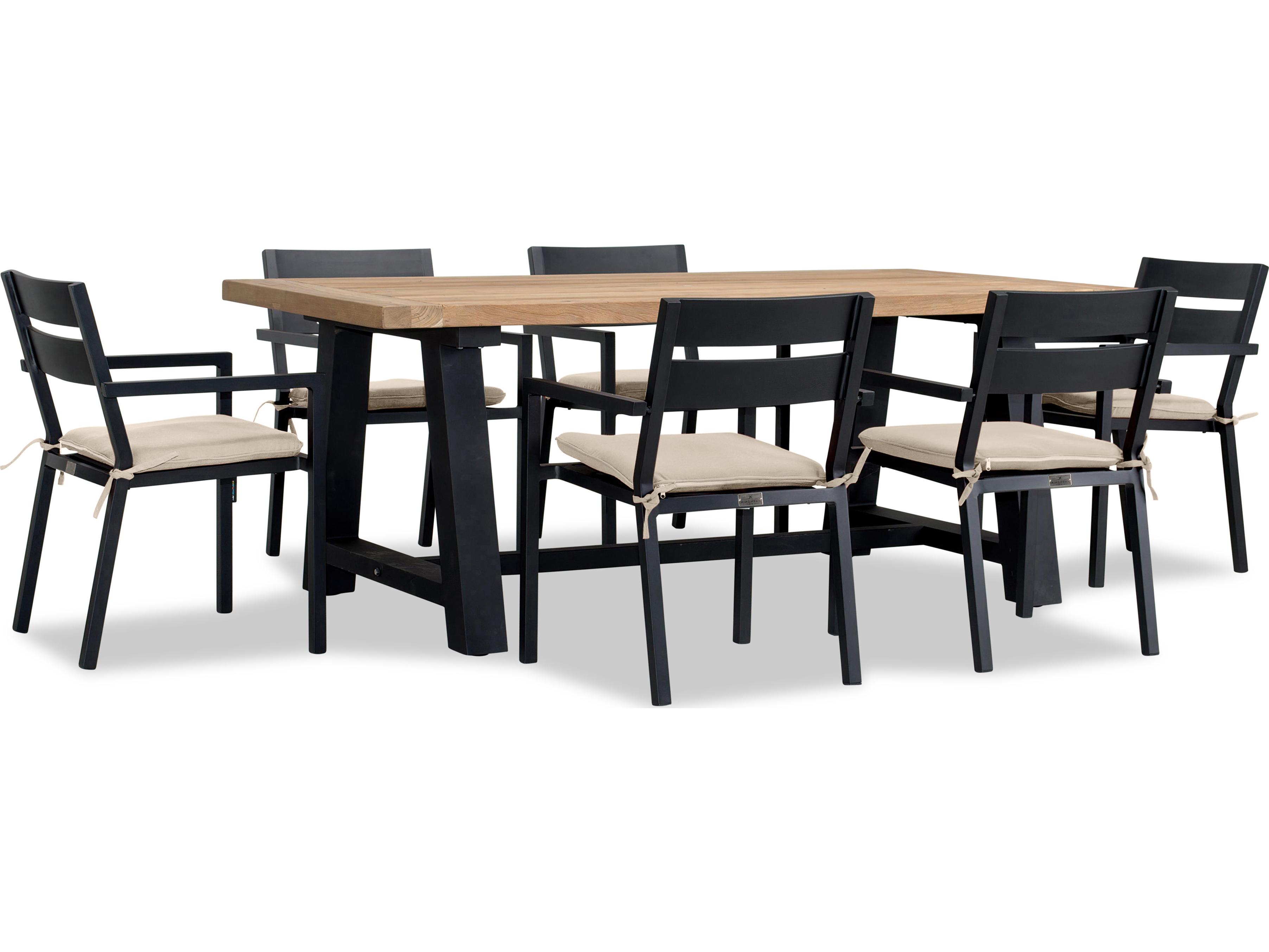 Harmonia Living Pacifica Aluminum Black 6 Seat Outdoor Dining Set