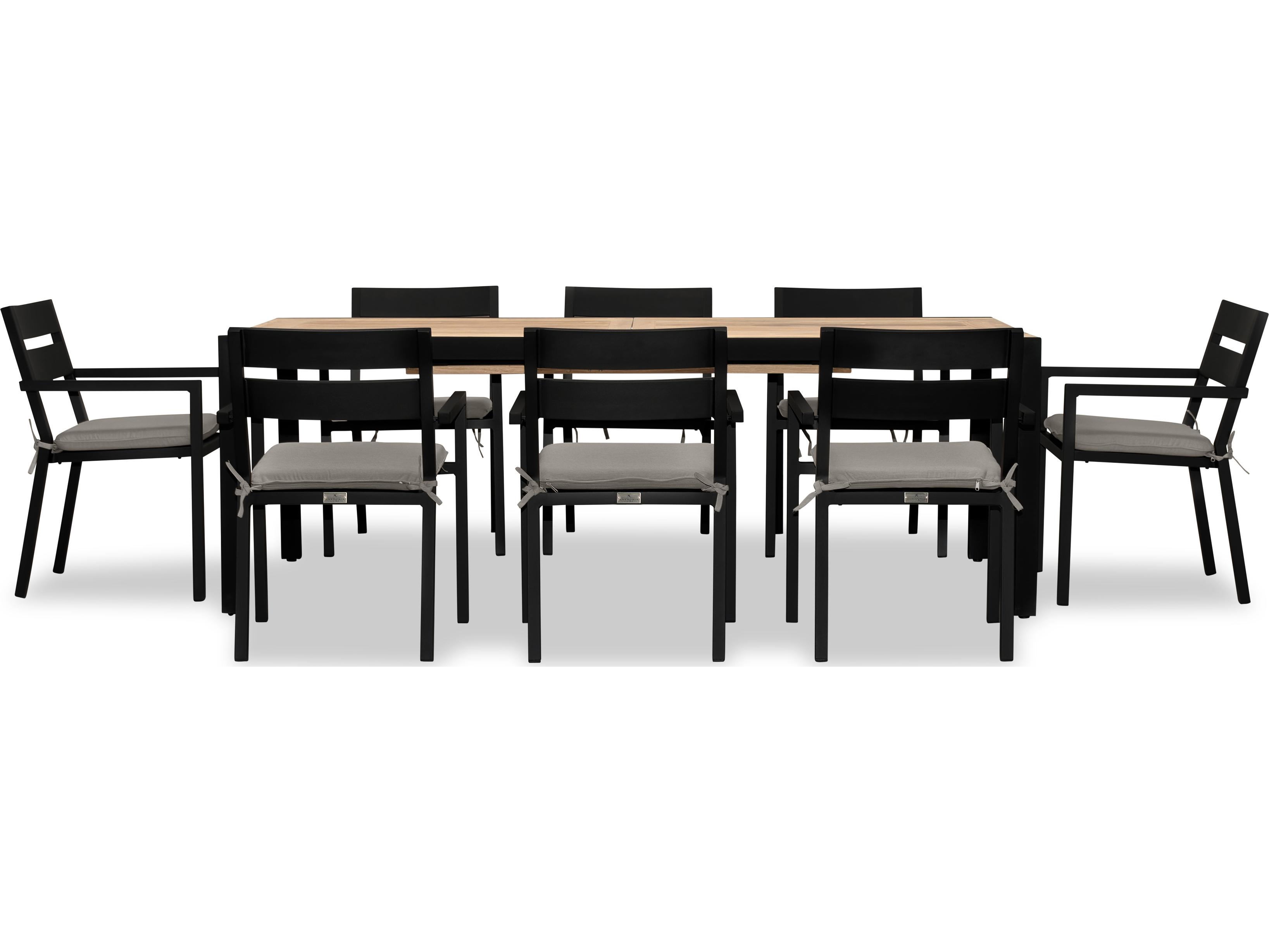 Harmonia Living Pacifica Aluminum Black Communal 9 Piece Extendable Patio Dining Set