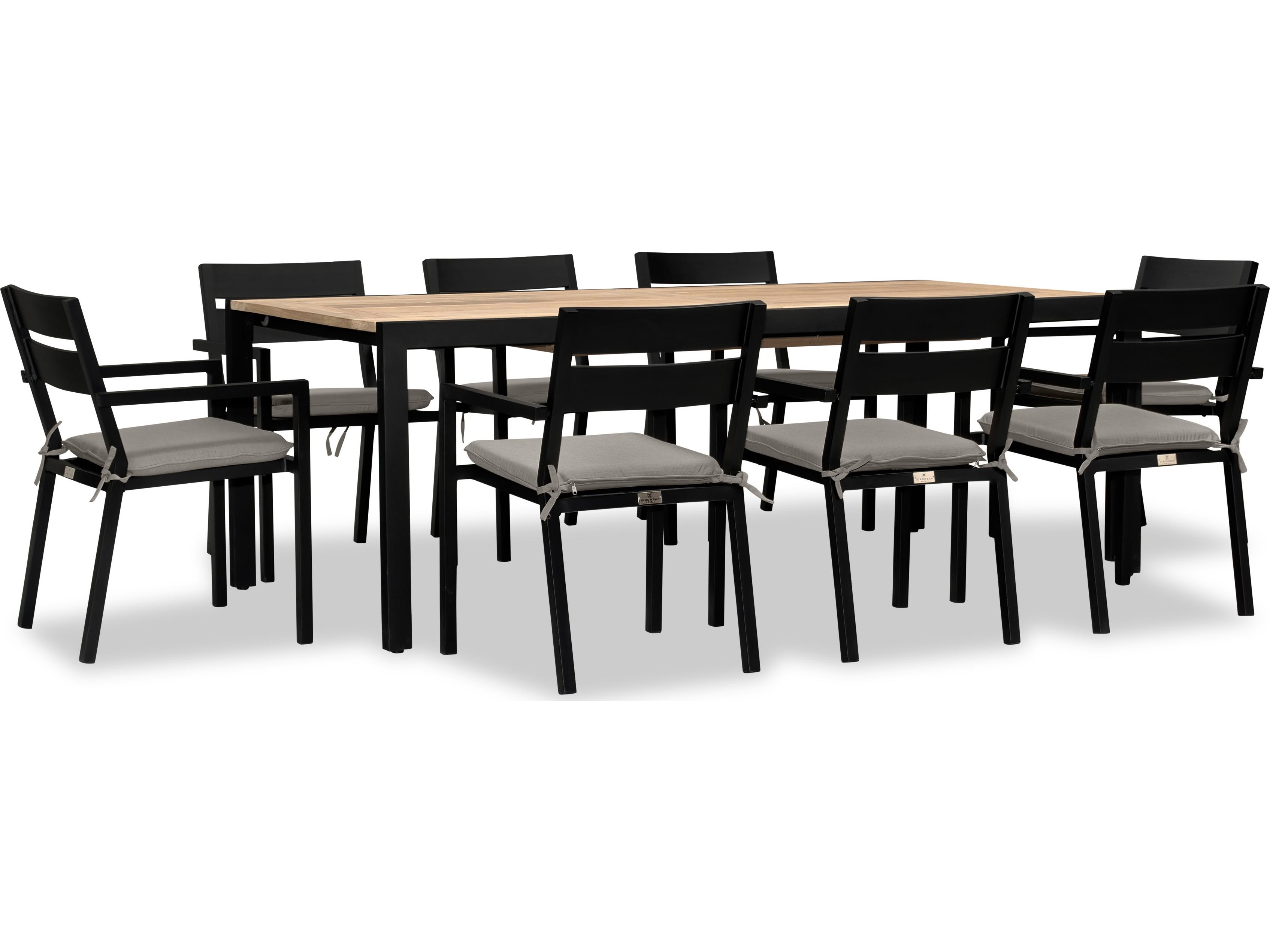 Harmonia Living Pacifica Aluminum Black Communal 9 Piece Extendable Patio Dining Set