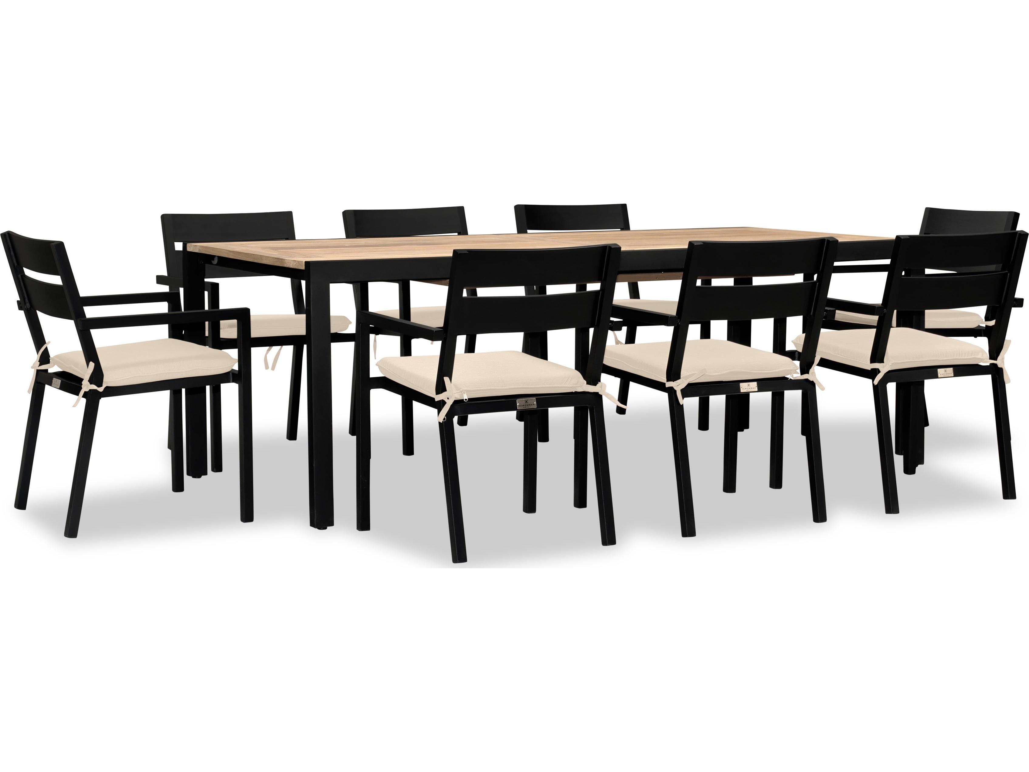 Harmonia Living Pacifica Aluminum Black Communal 9 Piece Extendable Patio Dining Set