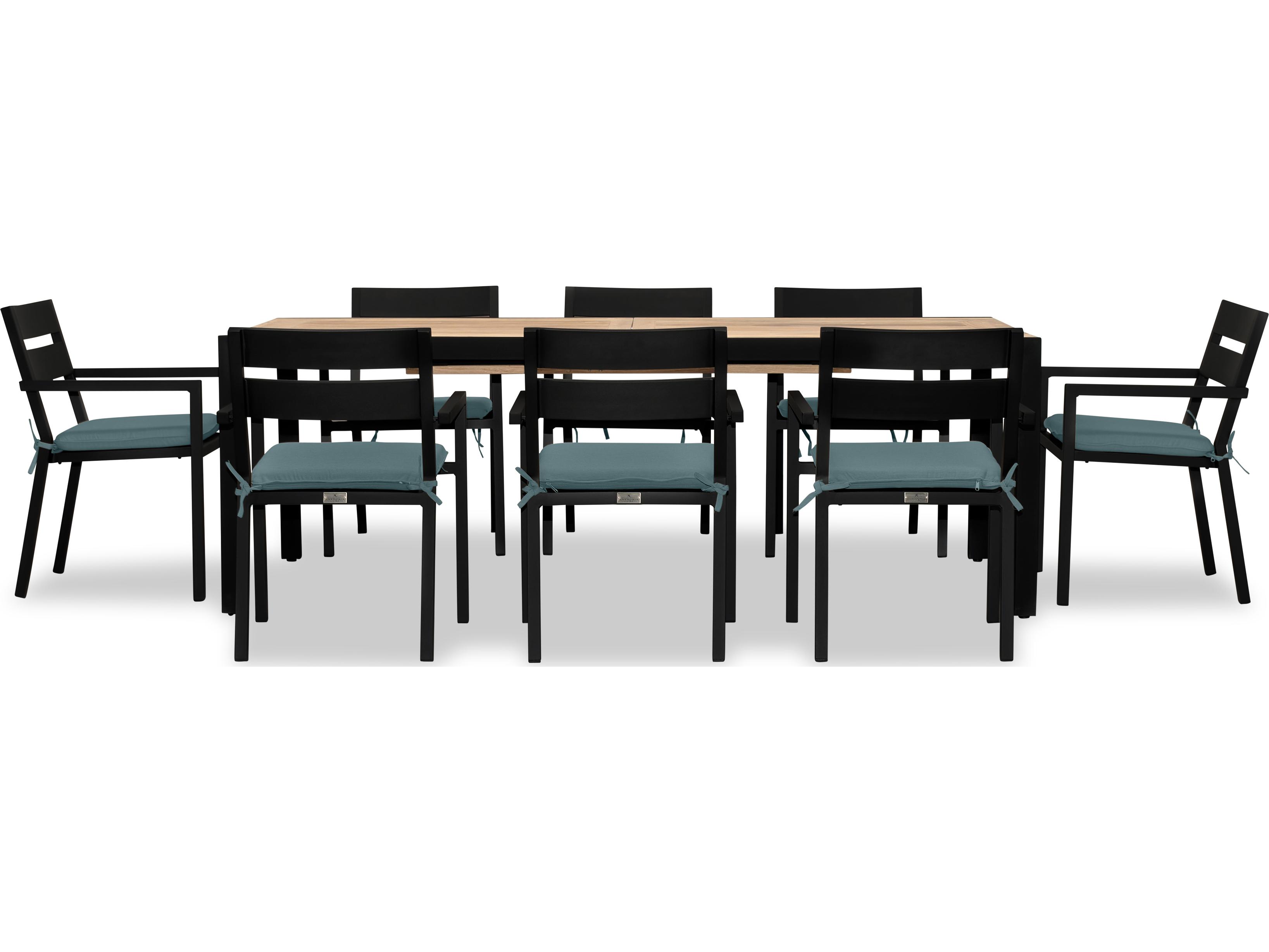 Harmonia Living Pacifica Aluminum Black Communal 9 Piece Extendable Patio Dining Set
