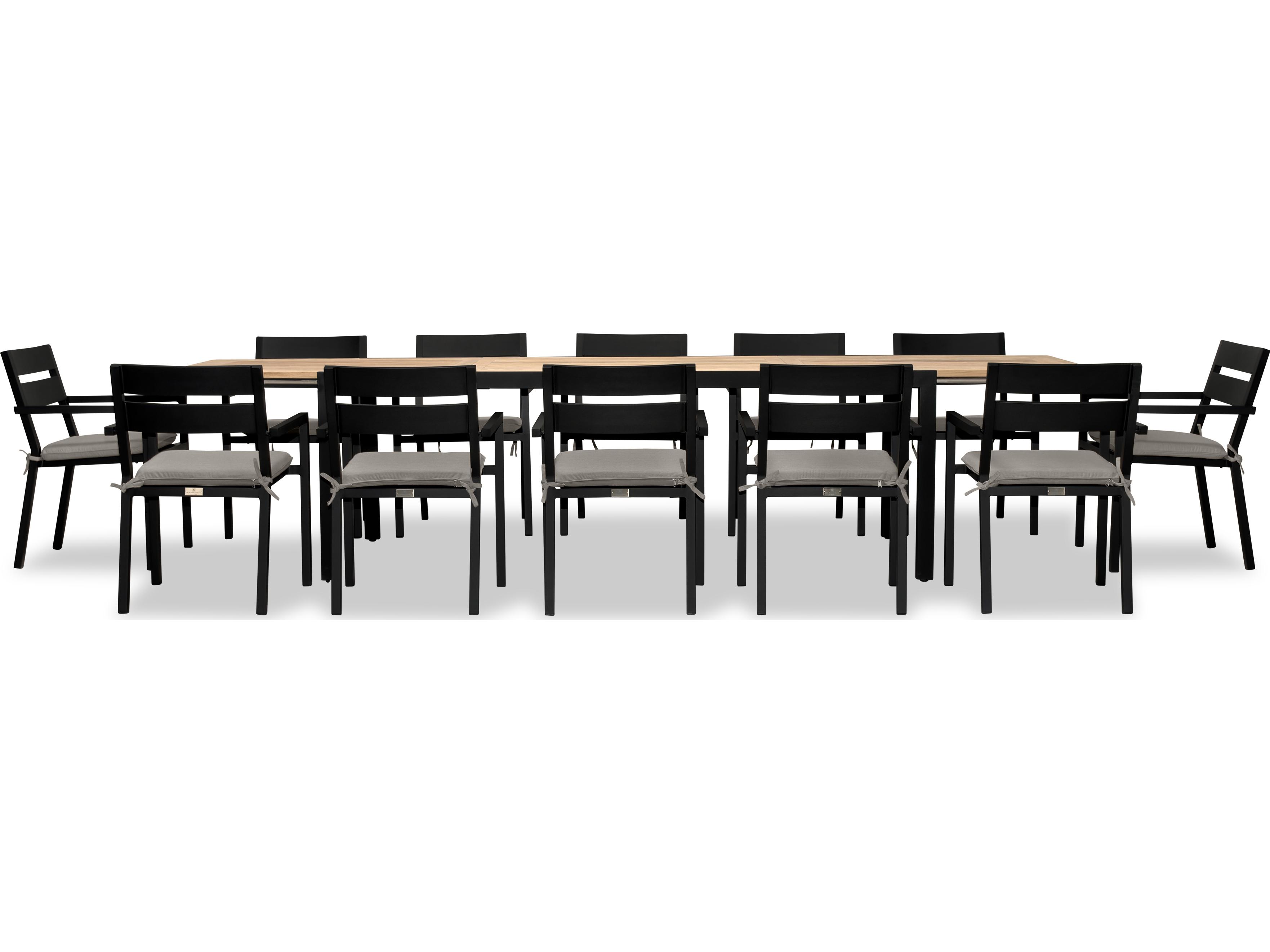 Harmonia Living Pacifica Aluminum Black Communal 13 Piece Extendable Outdoor Dining Set