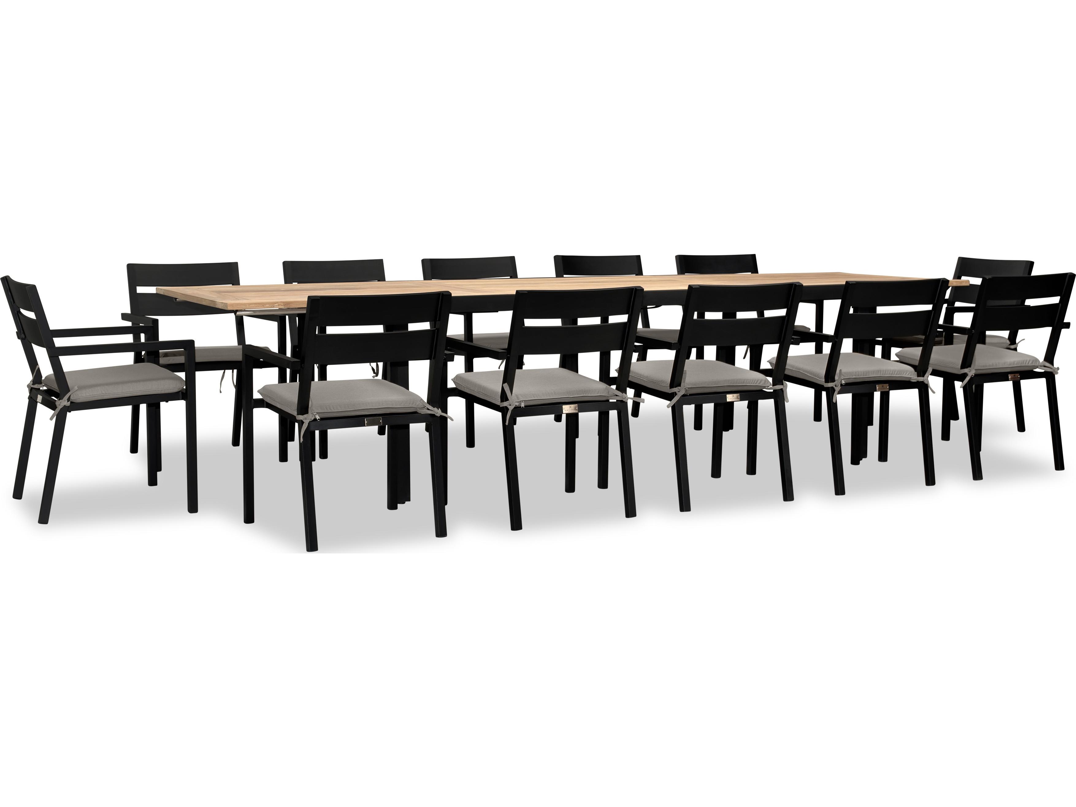 Harmonia Living Pacifica Aluminum Black Communal 13 Piece Extendable Outdoor Dining Set