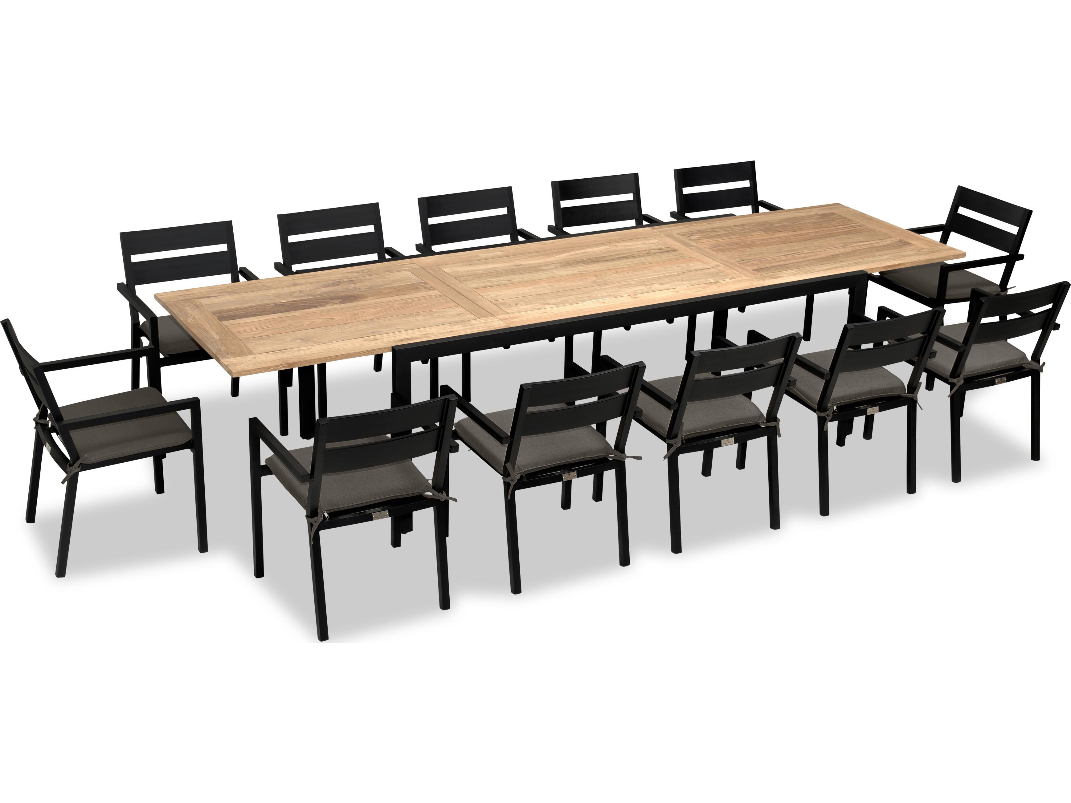 Harmonia Living Pacifica Aluminum Black Communal 13 Piece Extendable Outdoor Dining Set