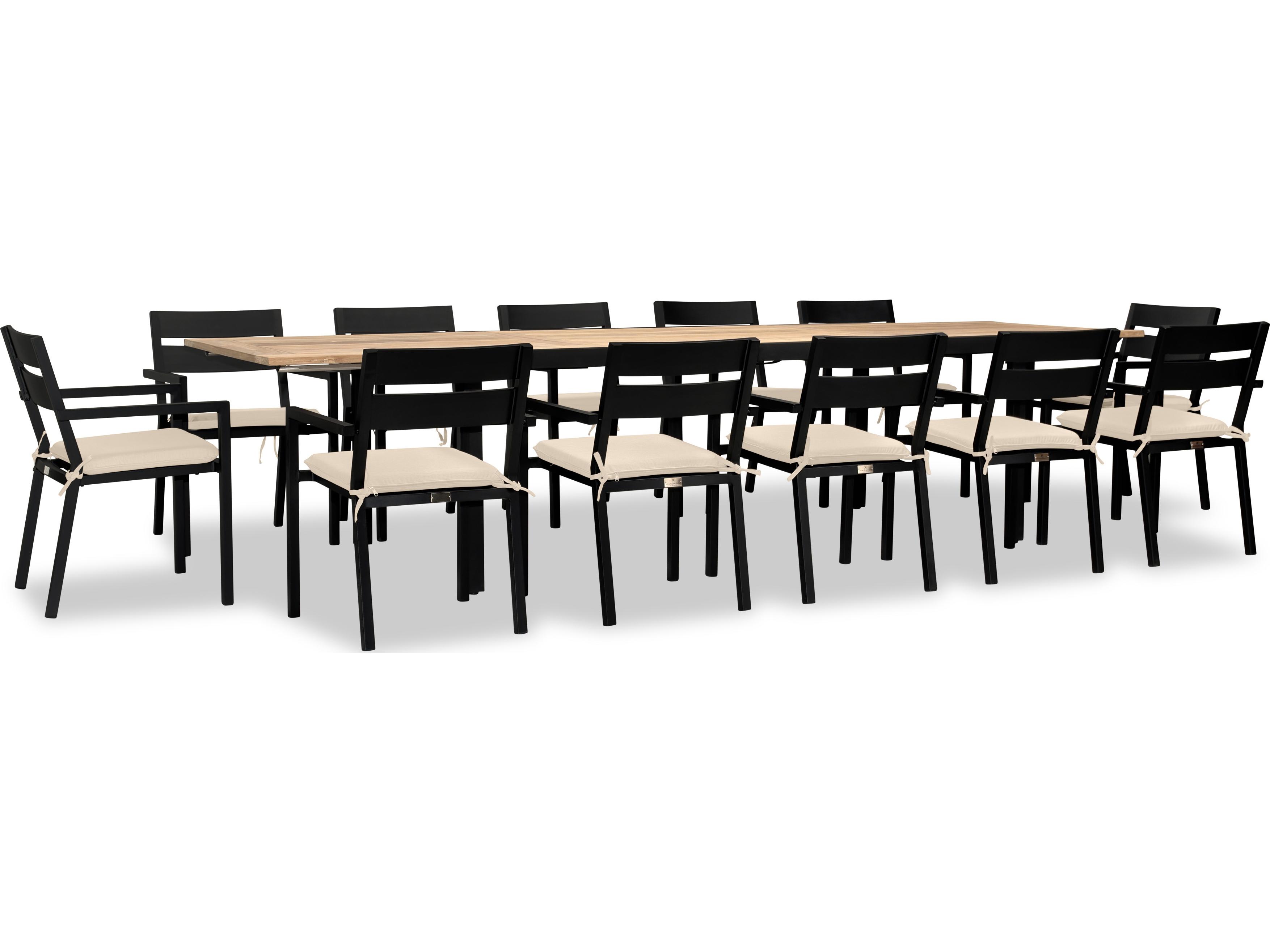 Harmonia Living Pacifica Aluminum Black Communal 13 Piece Extendable Outdoor Dining Set