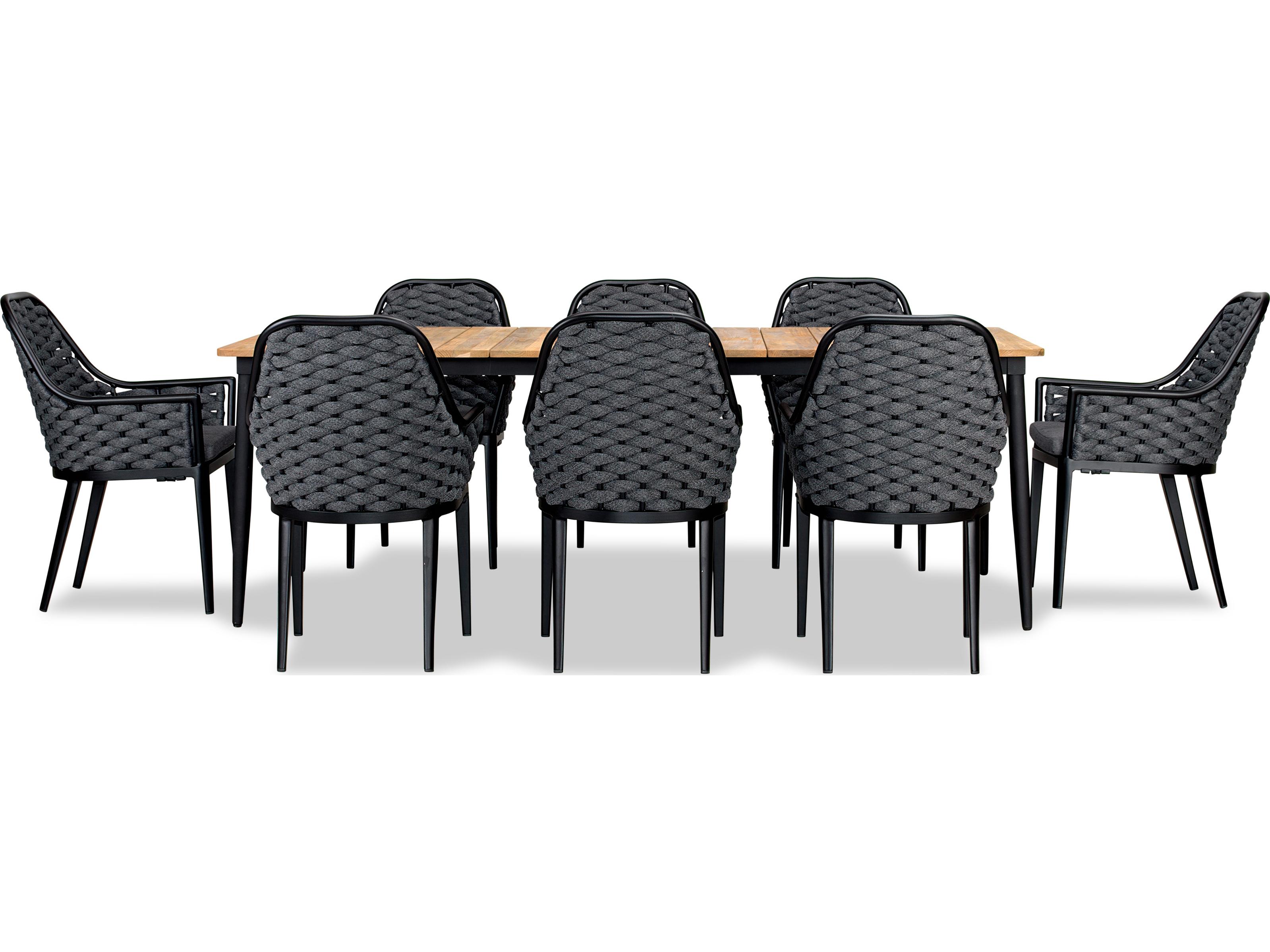 Harmonia Living Parlor Aluminum Rope 9 Piece Seat Outdoor Patio Dining Set