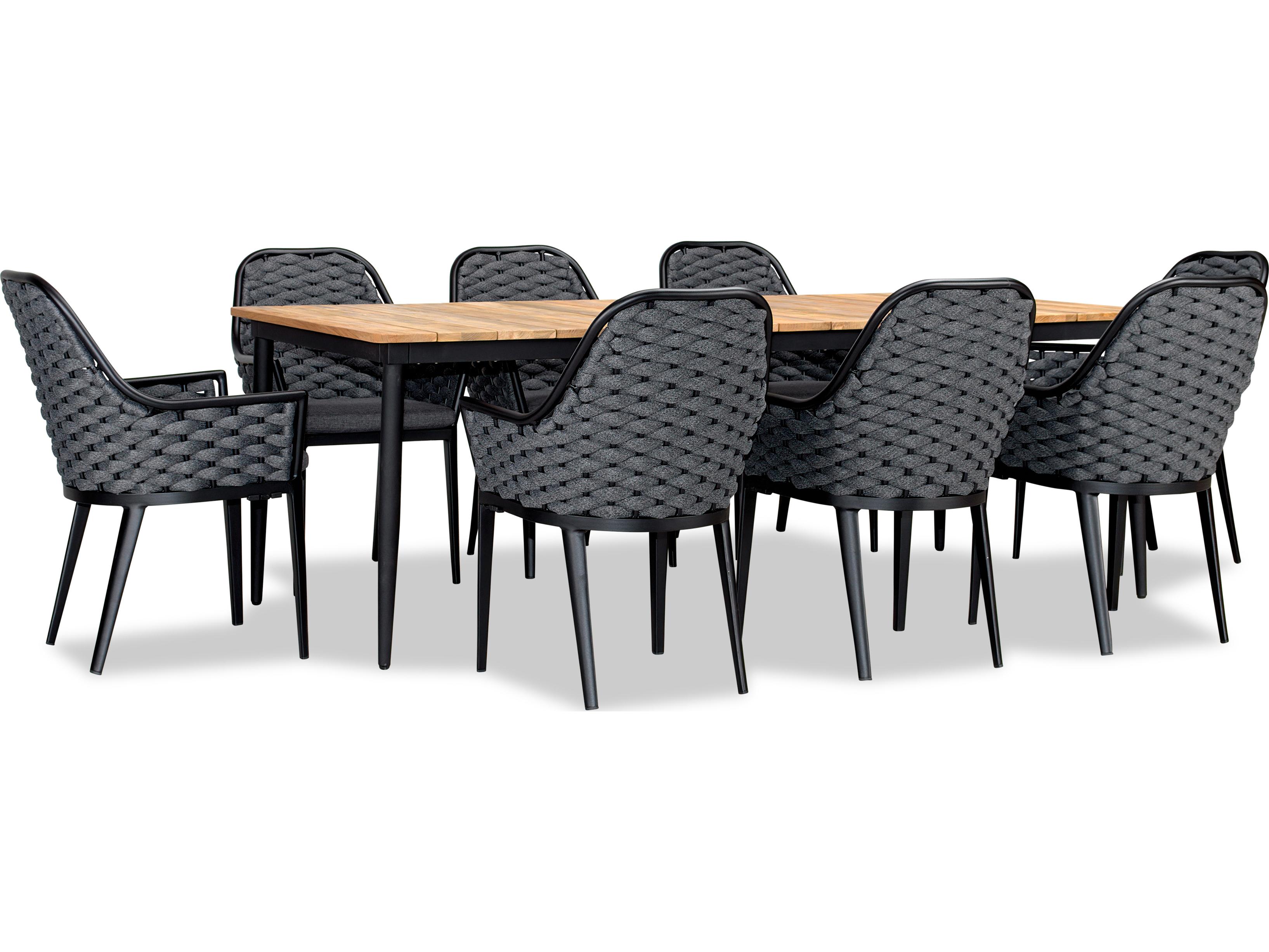 Harmonia Living Parlor Aluminum Rope 9 Piece Seat Outdoor Patio Dining Set