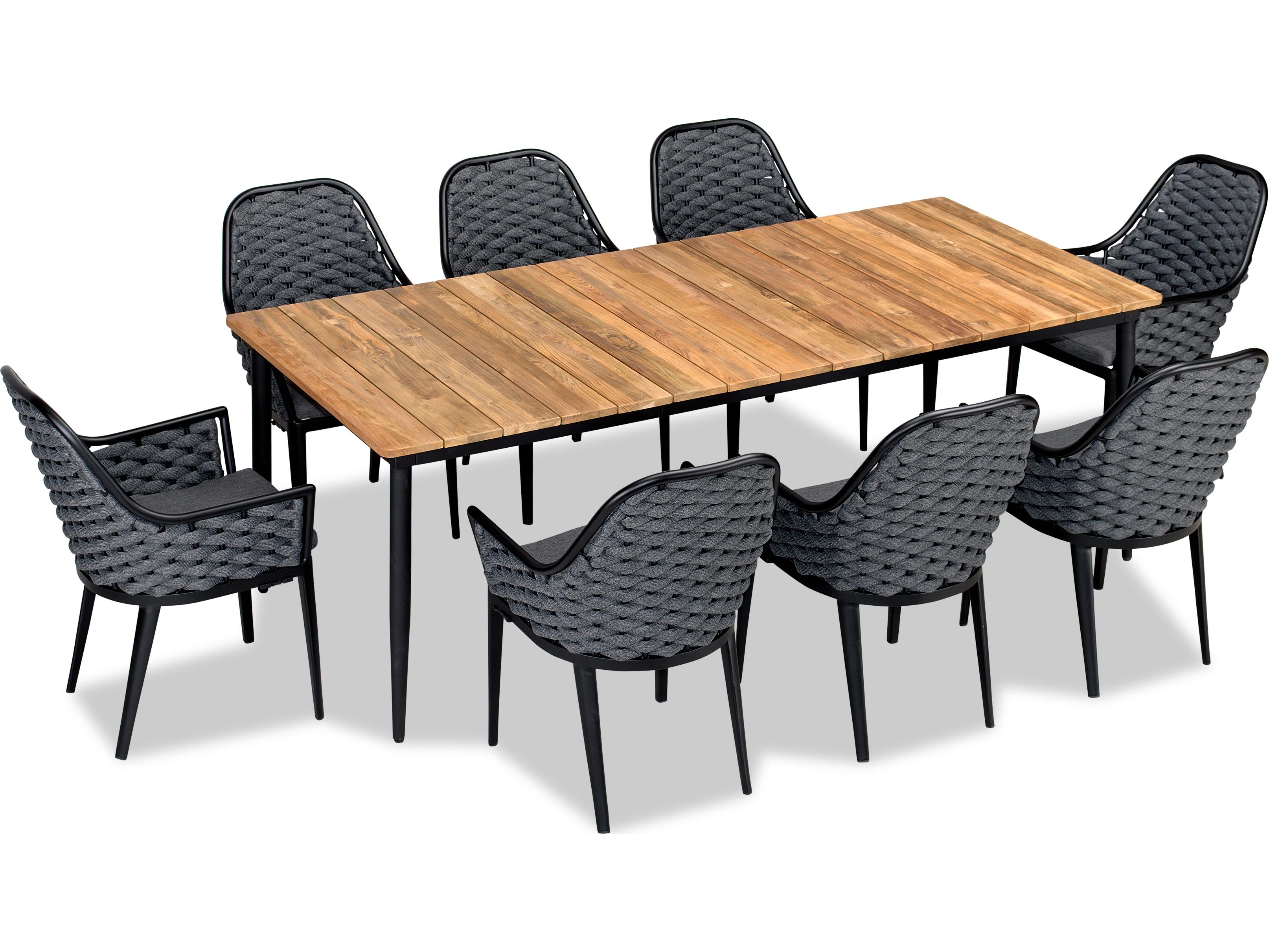 Harmonia Living Parlor Aluminum Rope 9 Piece Seat Outdoor Patio Dining Set