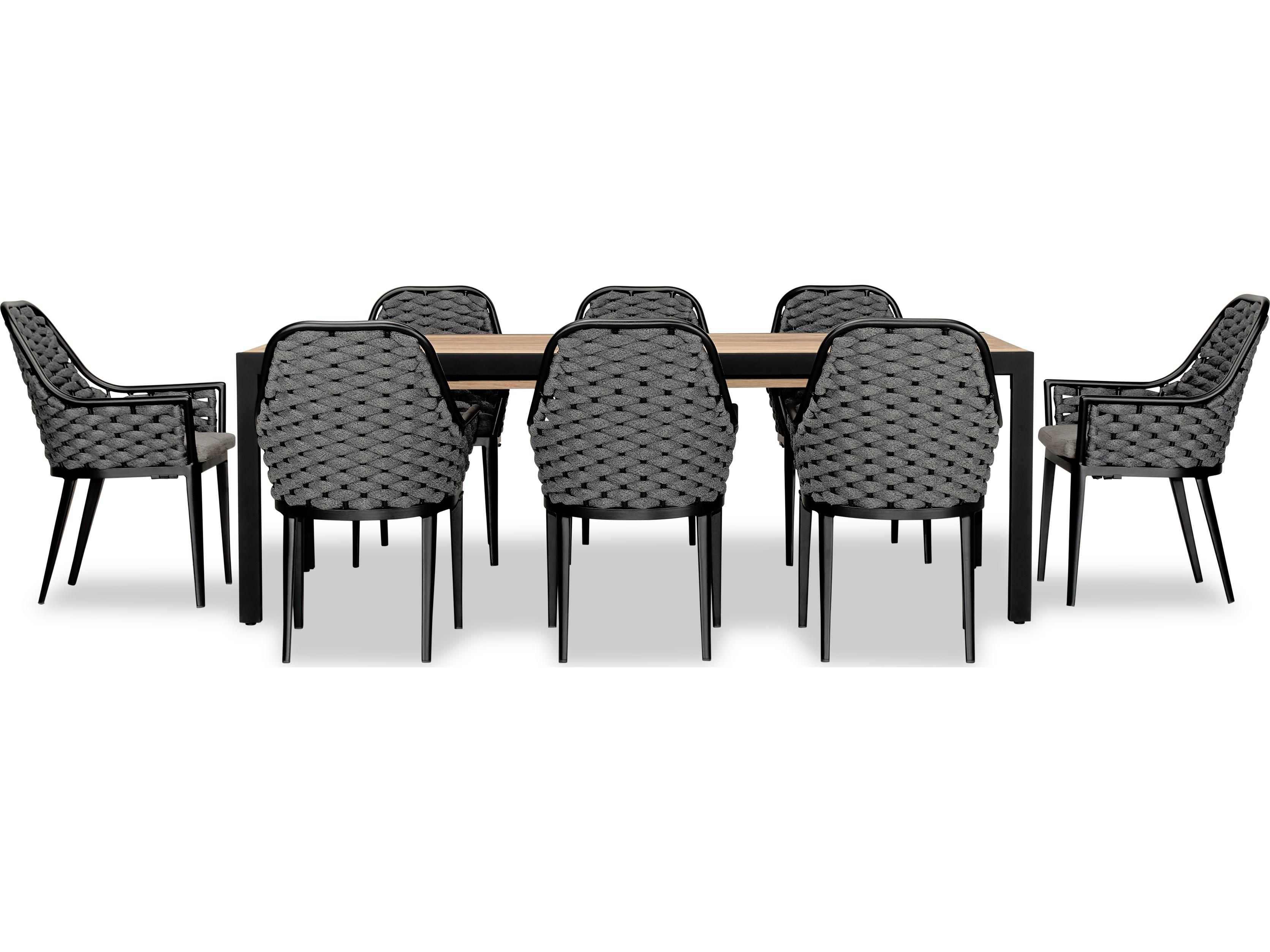 Harmonia Living Parlor Aluminum Rope 9 Piece Seat Outdoor Dining Set