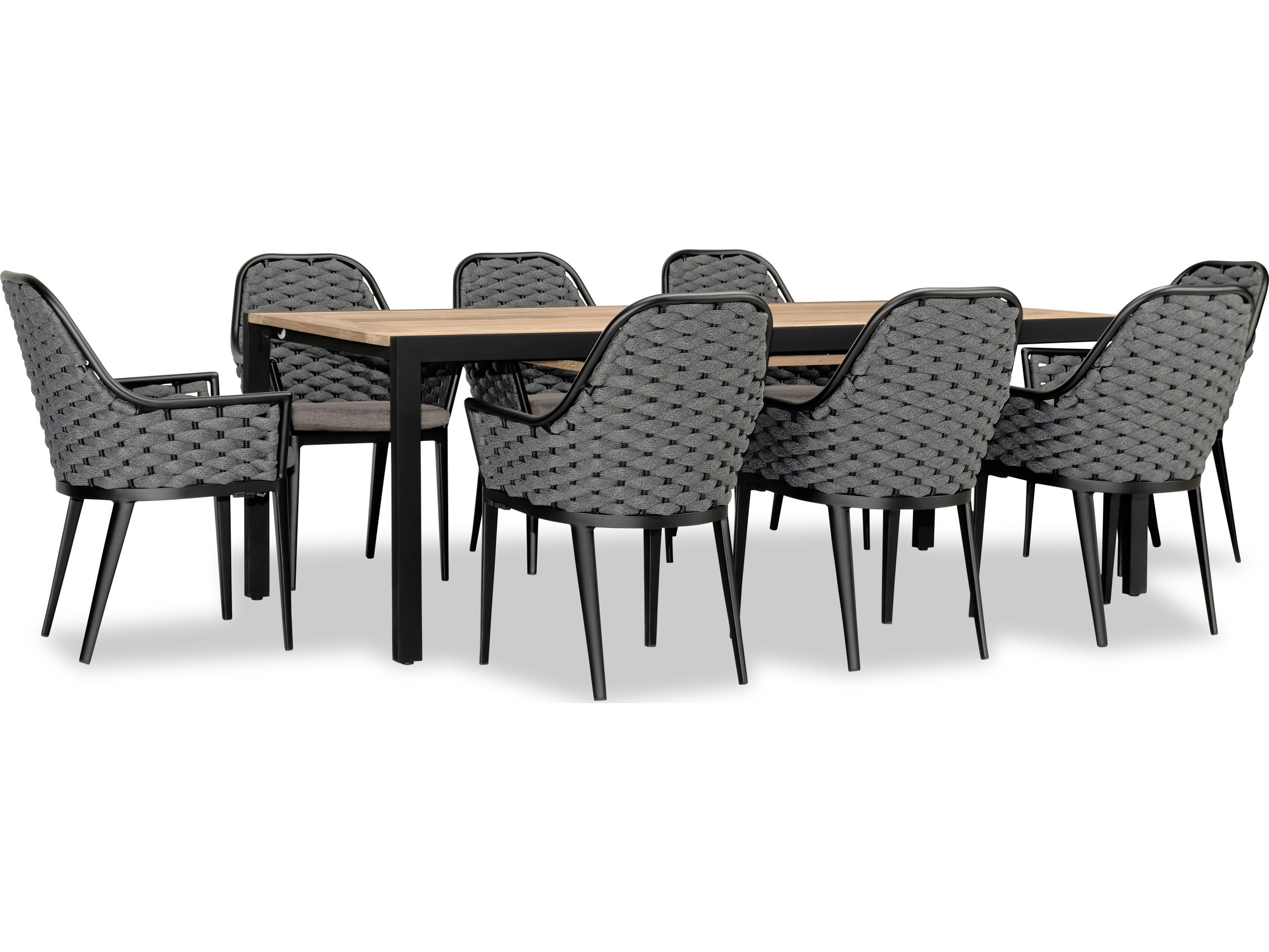 Harmonia Living Parlor Aluminum Rope 9 Piece Seat Outdoor Dining Set