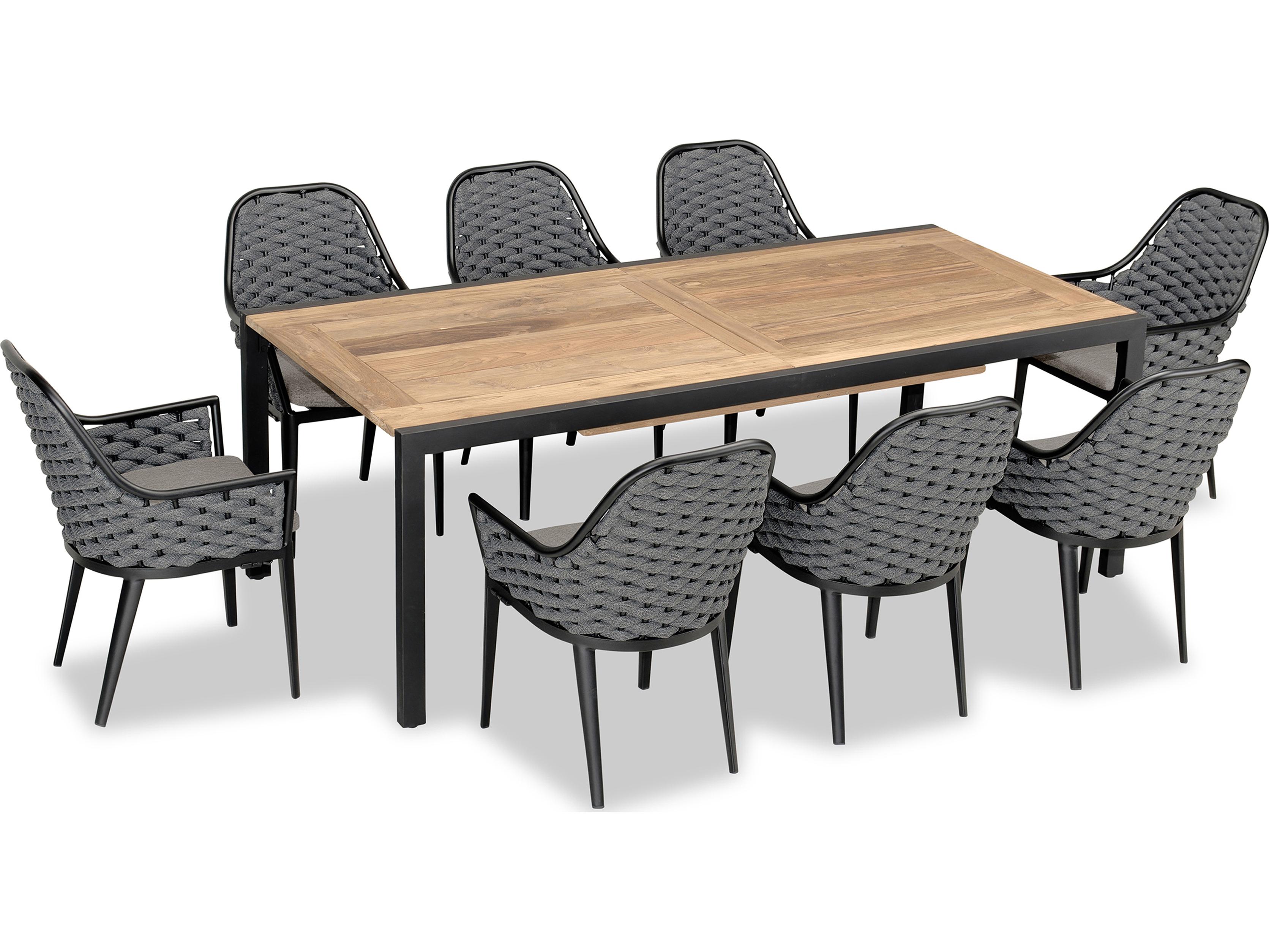 Harmonia Living Parlor Aluminum Rope 9 Piece Seat Outdoor Dining Set