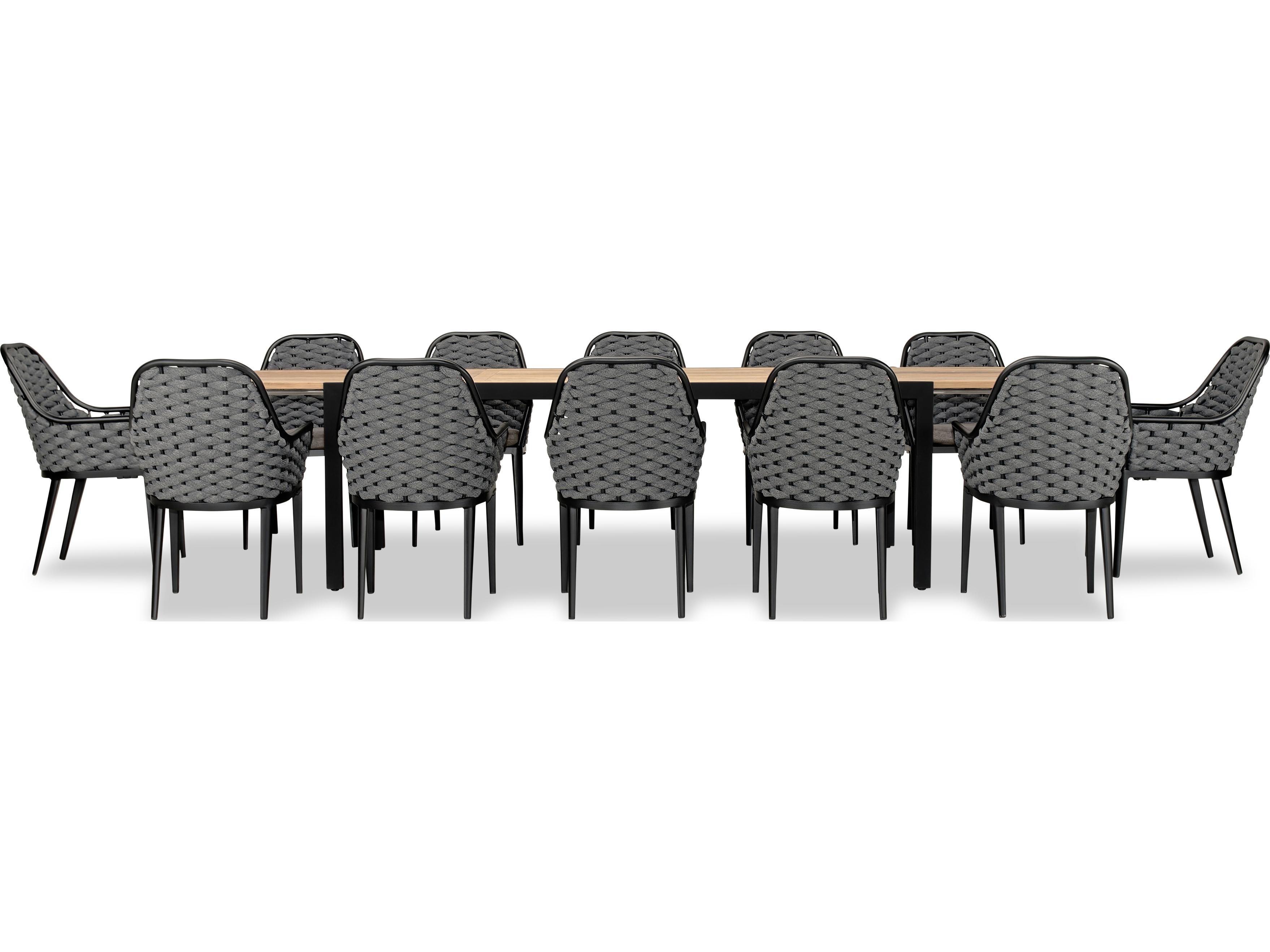 Harmonia Living Parlor Aluminum Rope 13 Piece Seat Outdoor Patio Dining Set