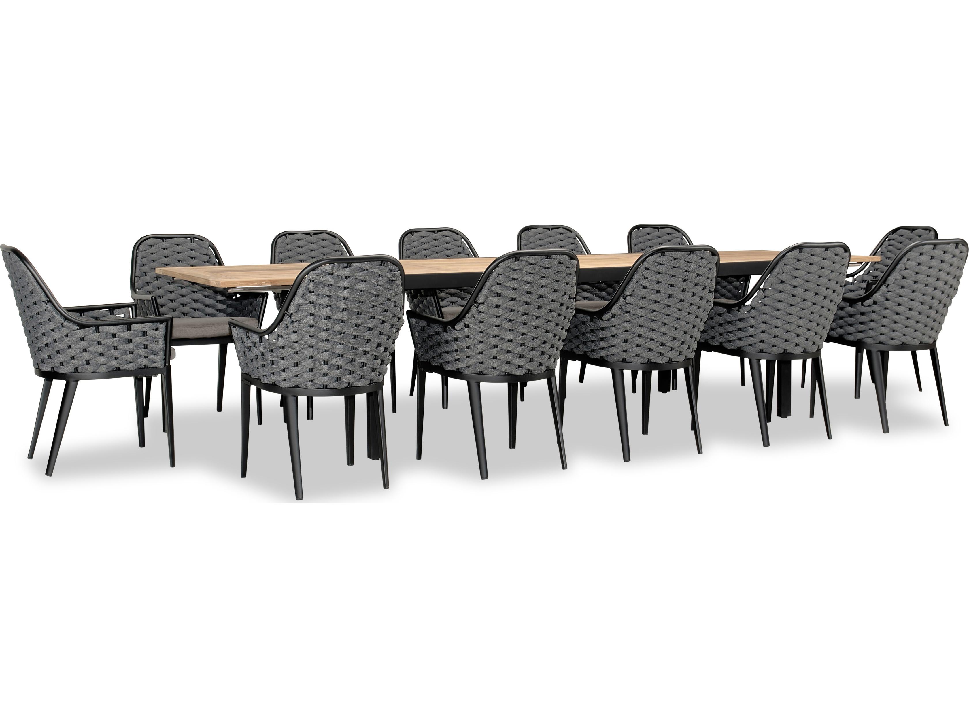 Harmonia Living Parlor Aluminum Rope 13 Piece Seat Outdoor Patio Dining Set