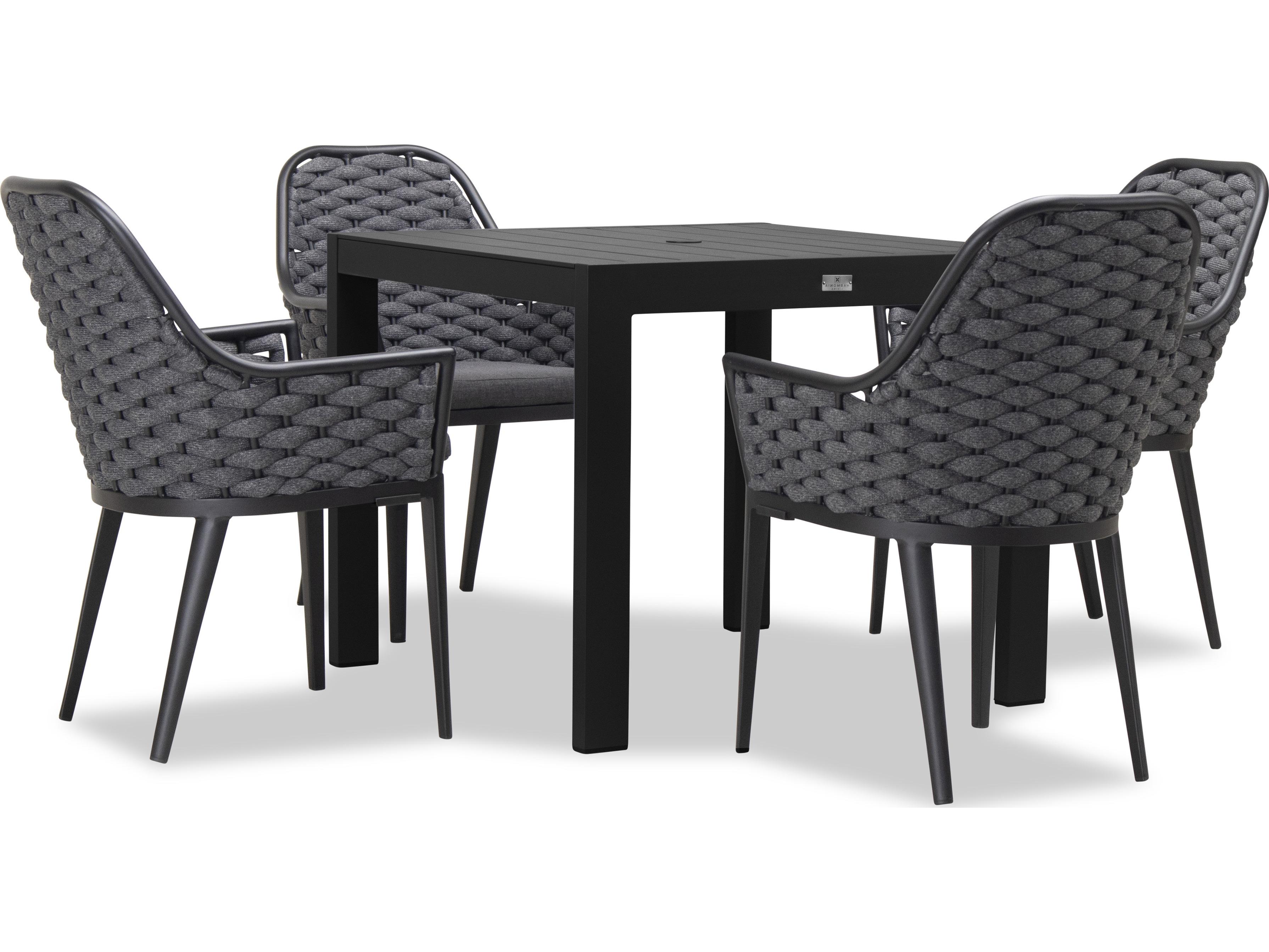 Harmonia Living Parlor Aluminum Rope Classic 4 Piece Patio Dining Set